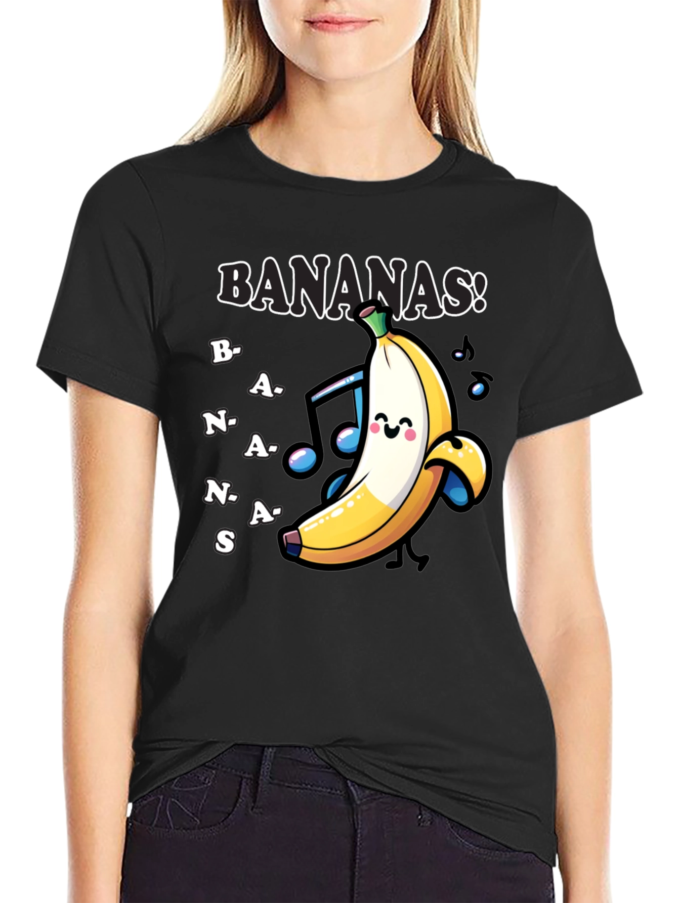 Black Fun 'Bananas!' Graphic Print T-Shirt view 2