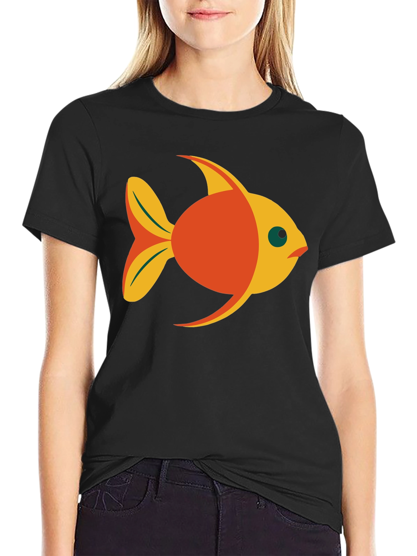 Black Fish Graphic Black T-Shirt - Fun Casual Wear view 2