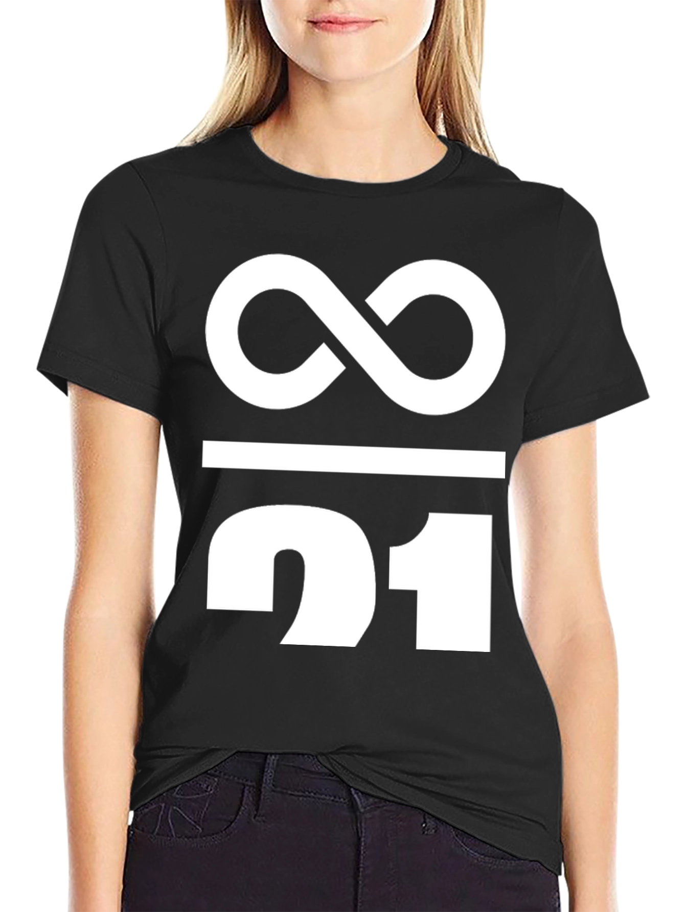 Black Infinity Over One Tee - Modern Minimalist Design view 2