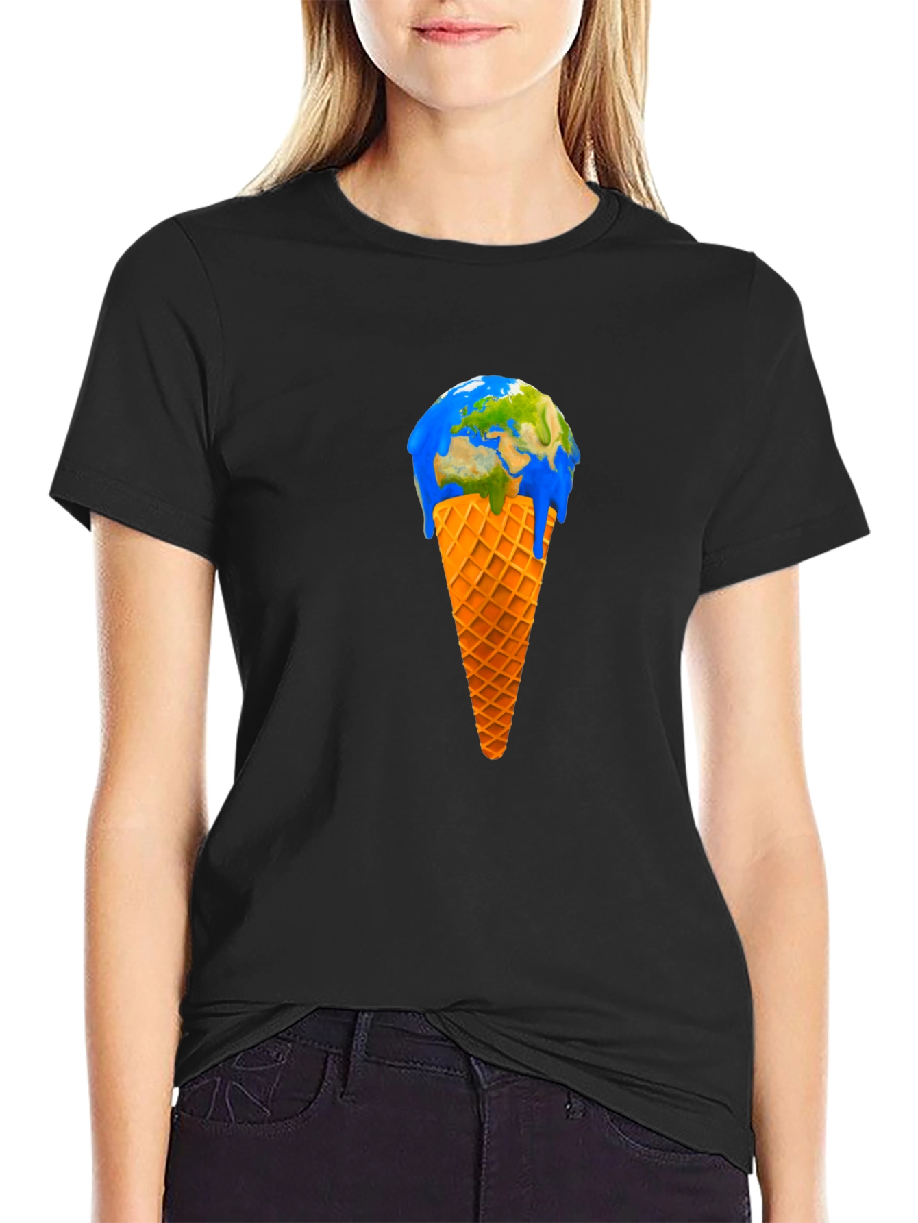 Black Earth Ice Cream Cone Graphic Tee view 2