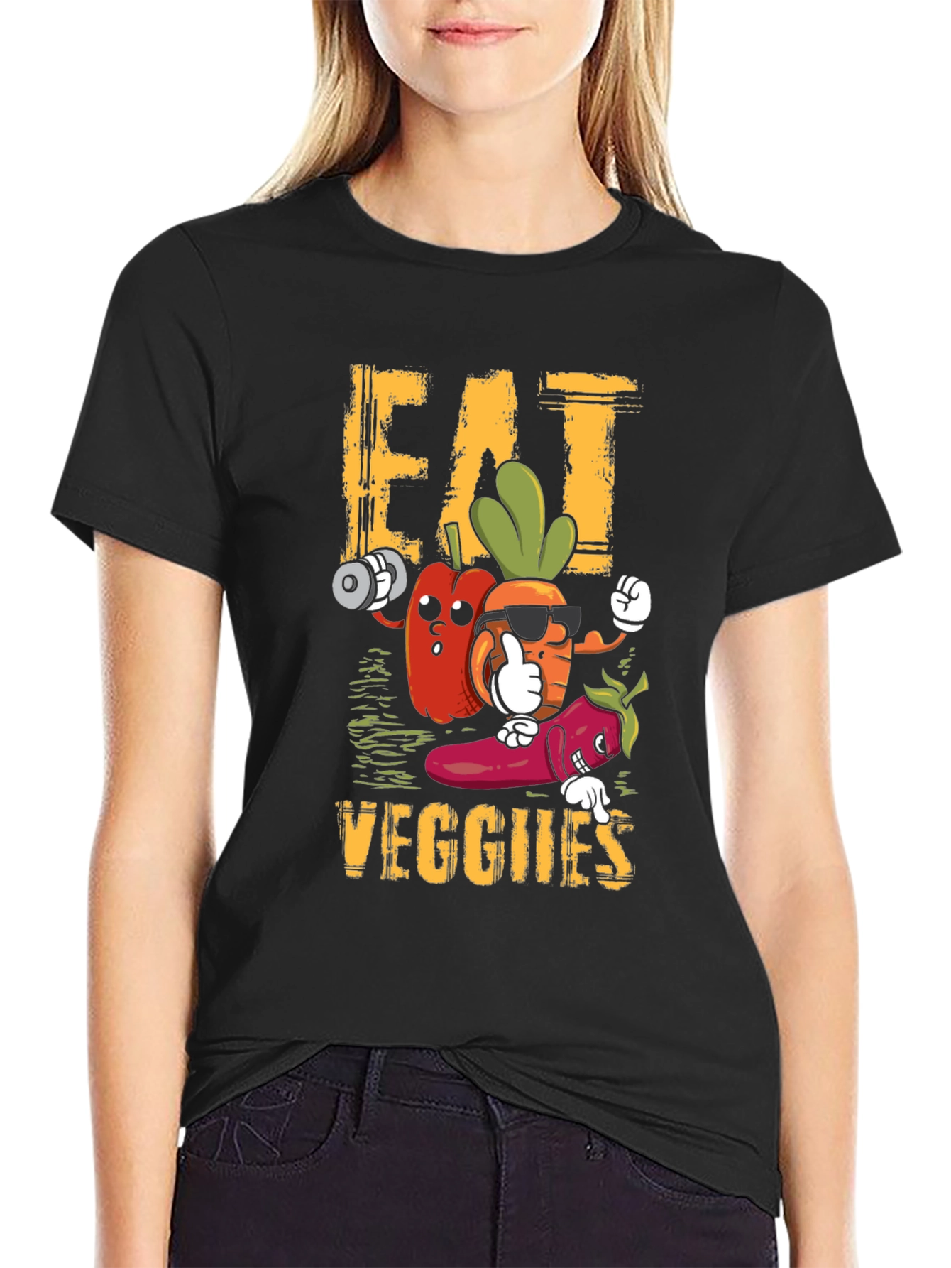 Eat Veggies T-Shirt - Cartoon Veggie Characters - 2