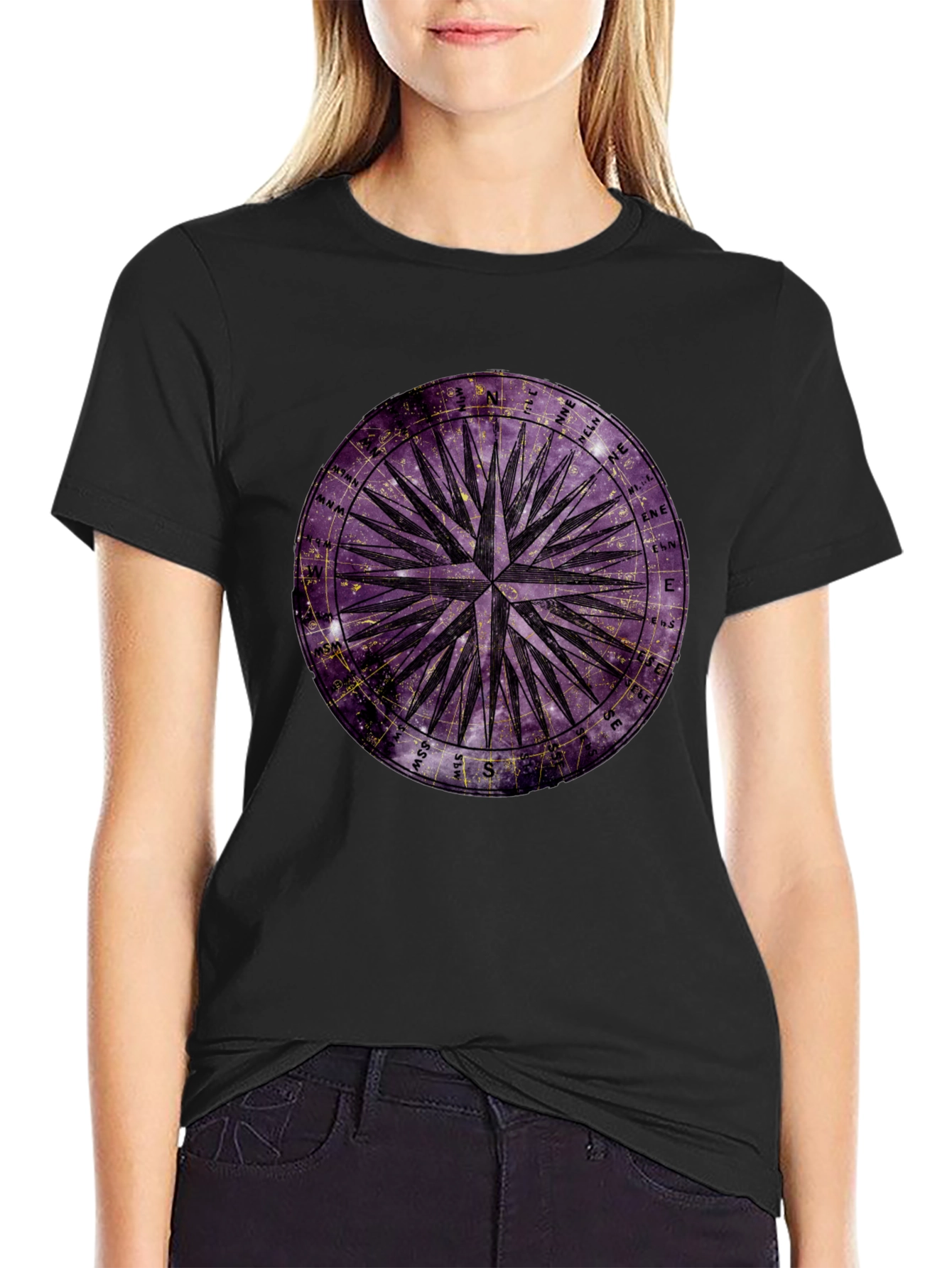 Black Celestial Compass Graphic Tee view 2