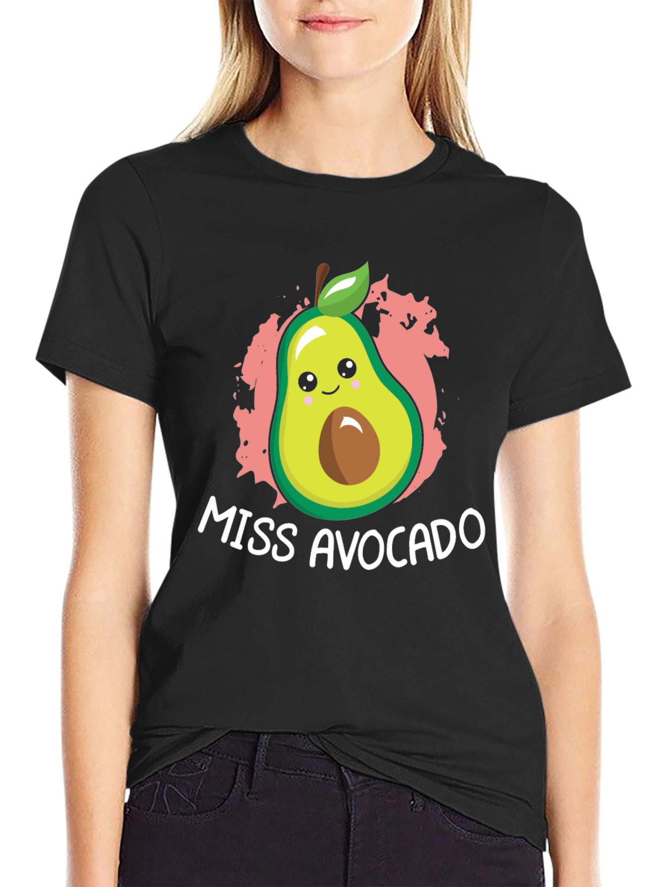 Black Miss Avocado Graphic Tee - Fun & Unique Black T-Shirt view 2