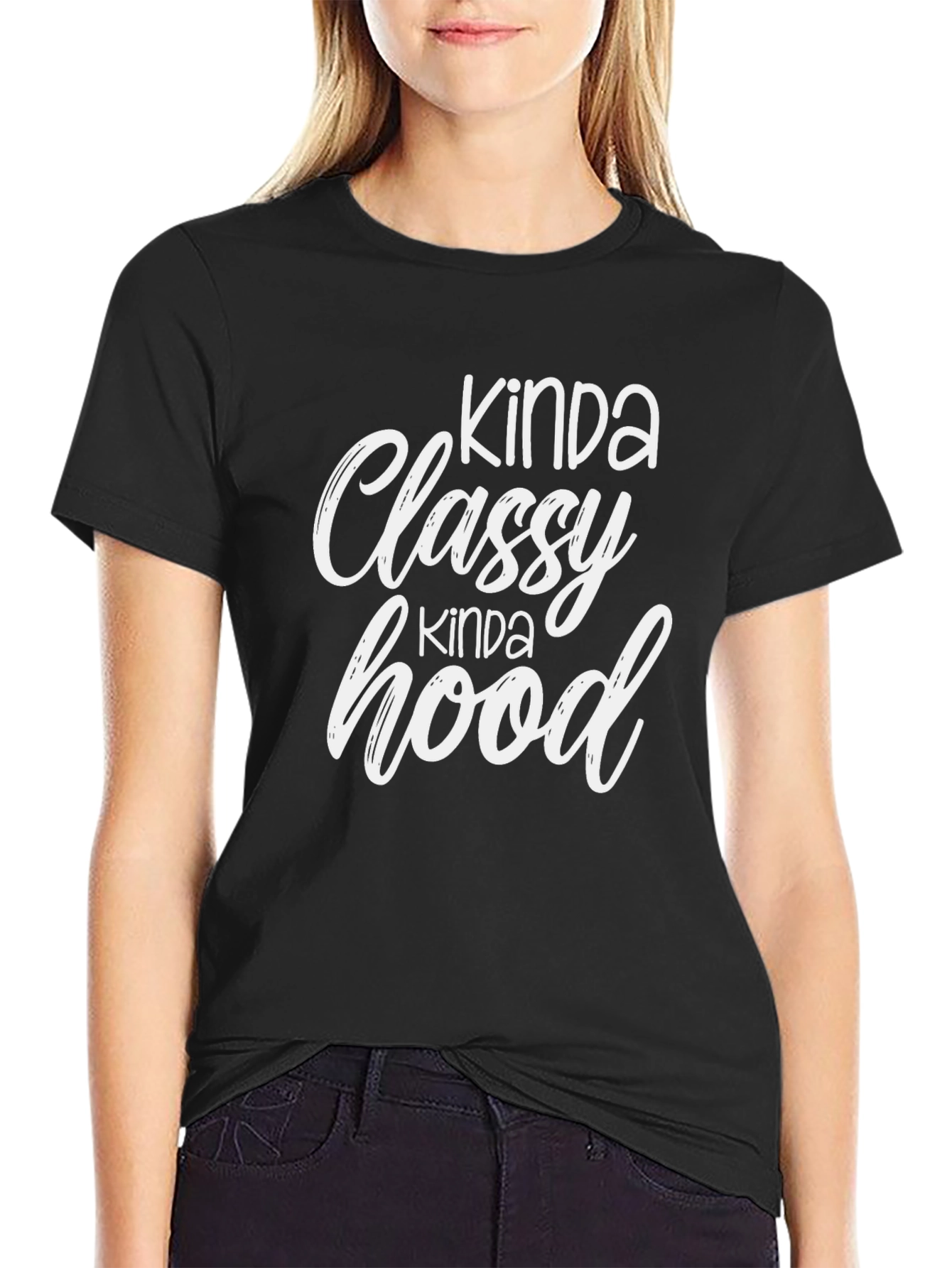 Black Kinda Classy Kinda Hood Black T-Shirt view 2