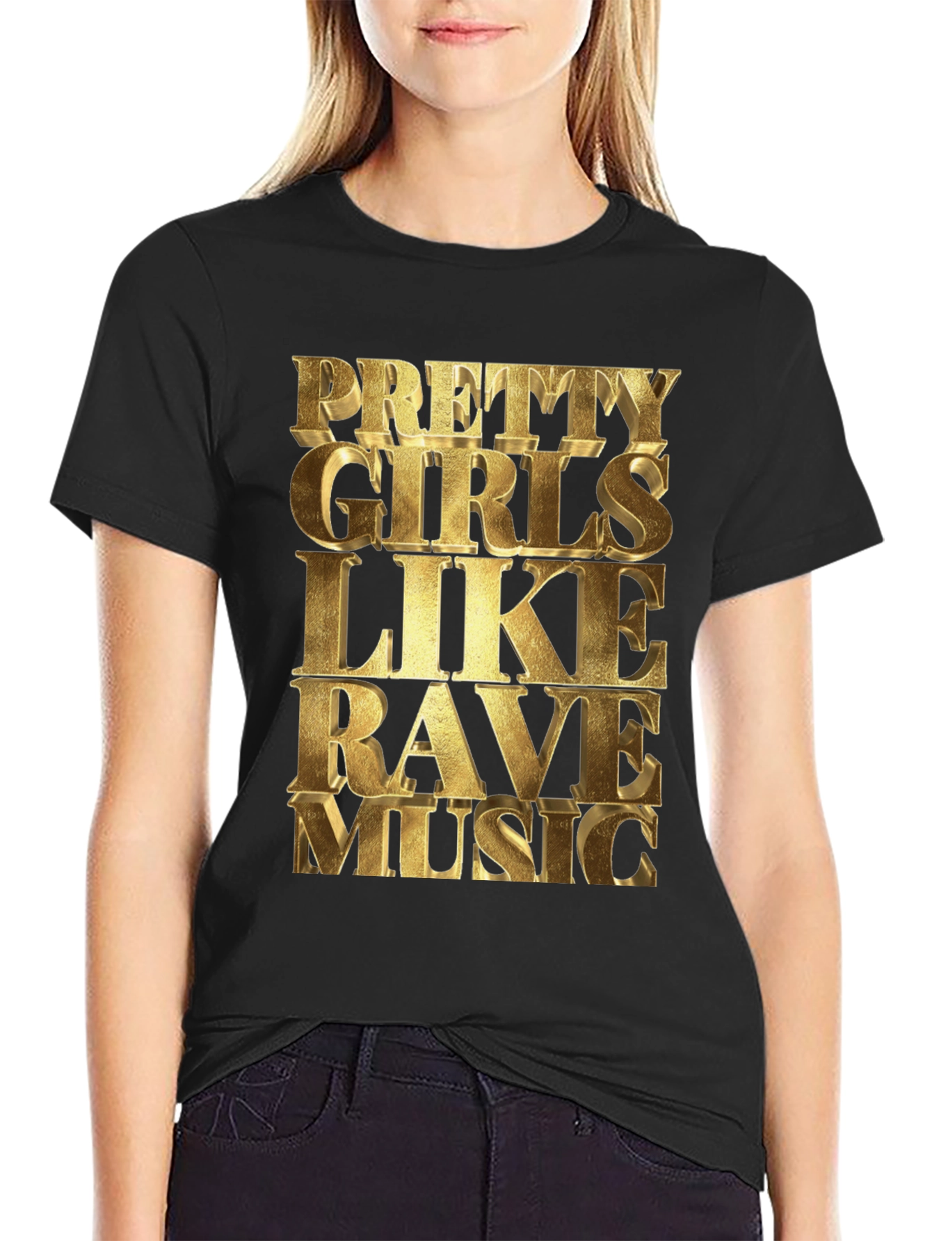 Black Pretty Girls Like Rave Music Black T-Shirt view 2