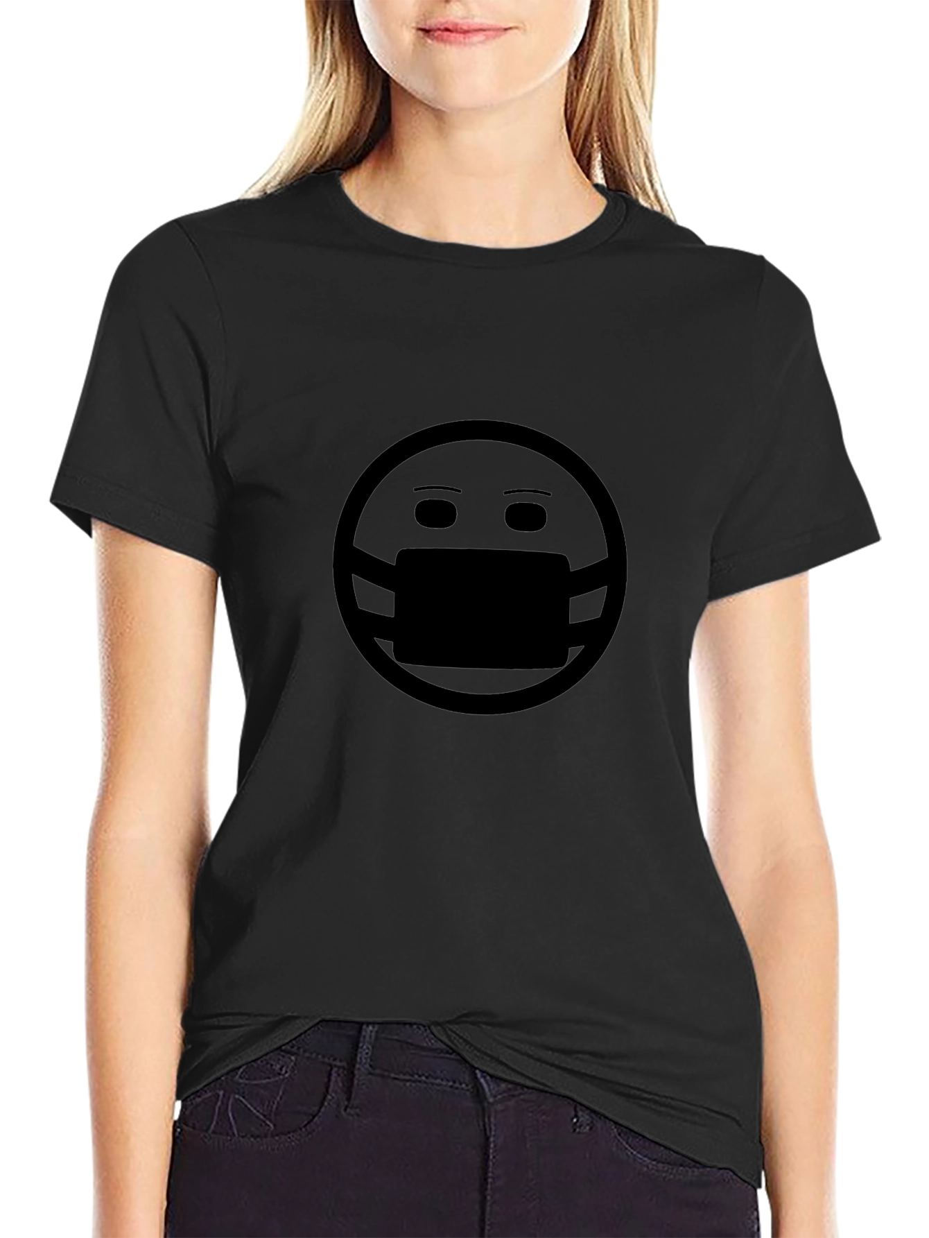 Black Masked Face Graphic Tee - Trendy & Comfortable view 2
