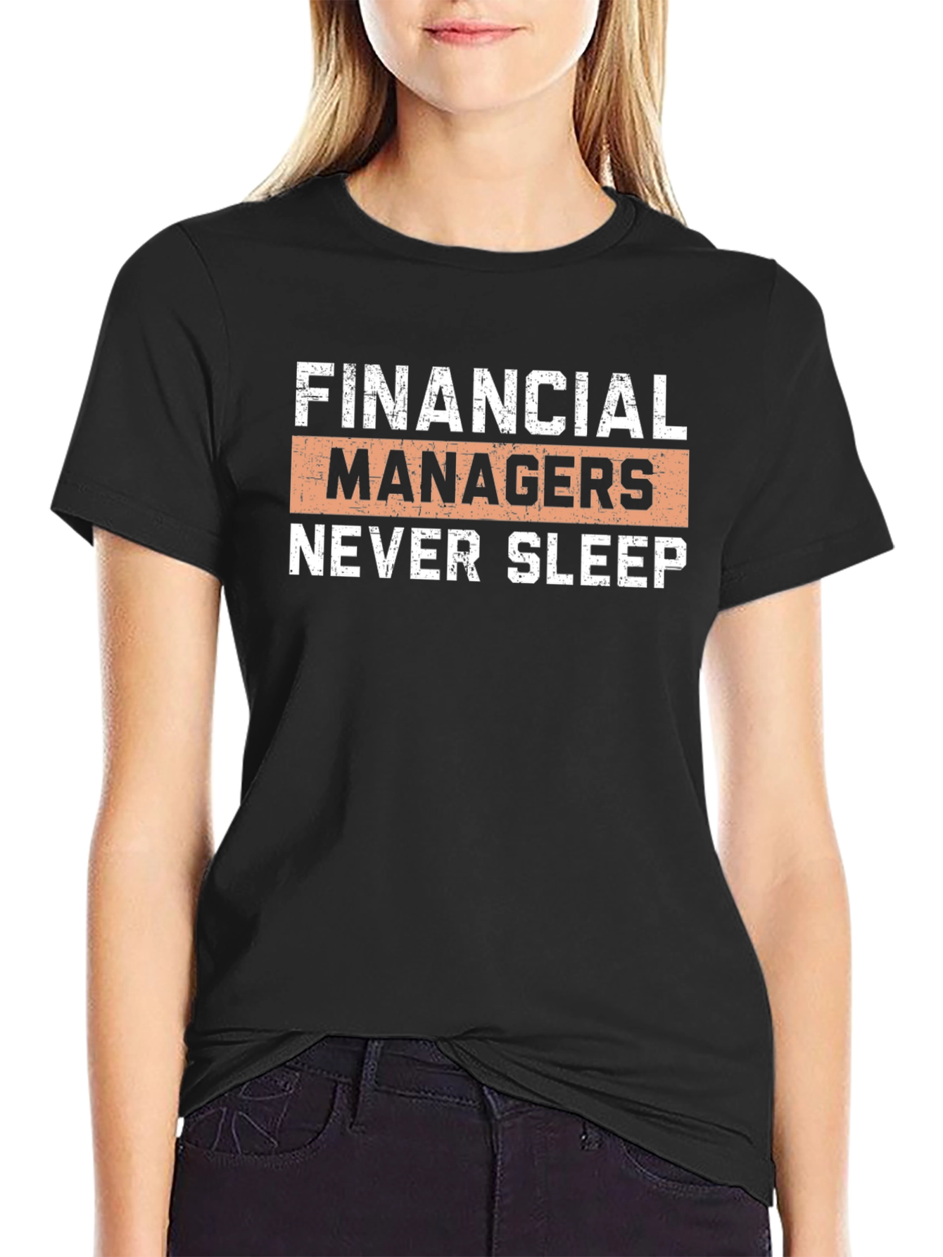 Black Financial Managers Never Sleep Graphic Tee view 2