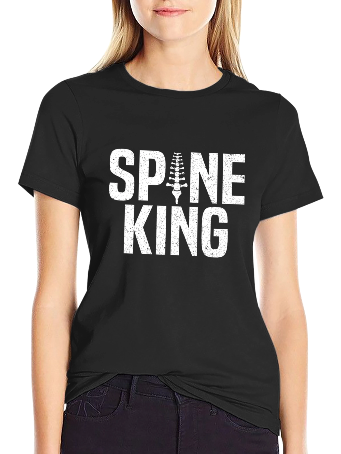 Black Spine King Graphic Tee - Chiropractic Humor Shirt view 2