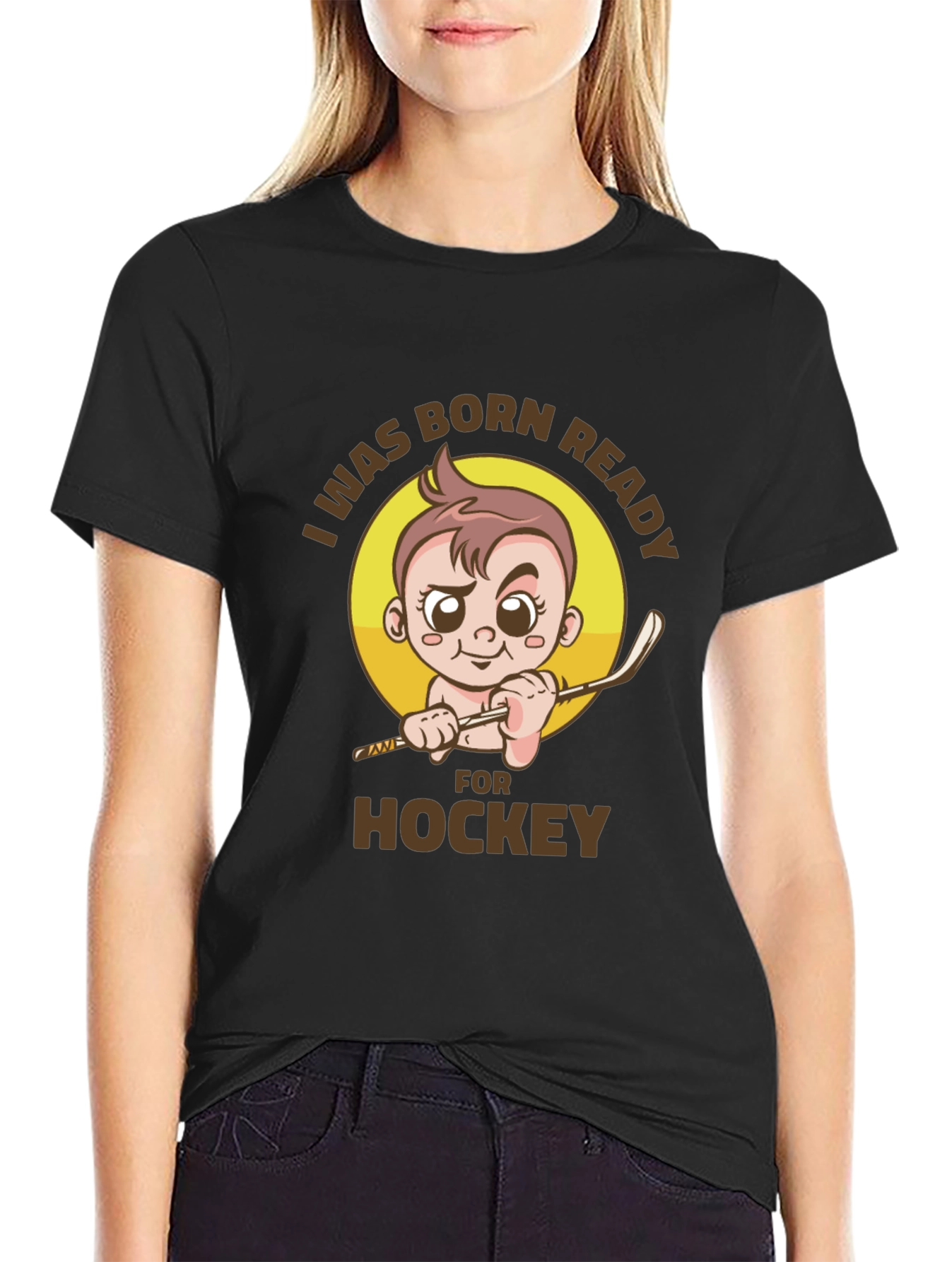 Black Born Ready Hockey T-Shirt - Newborn Athlete view 2