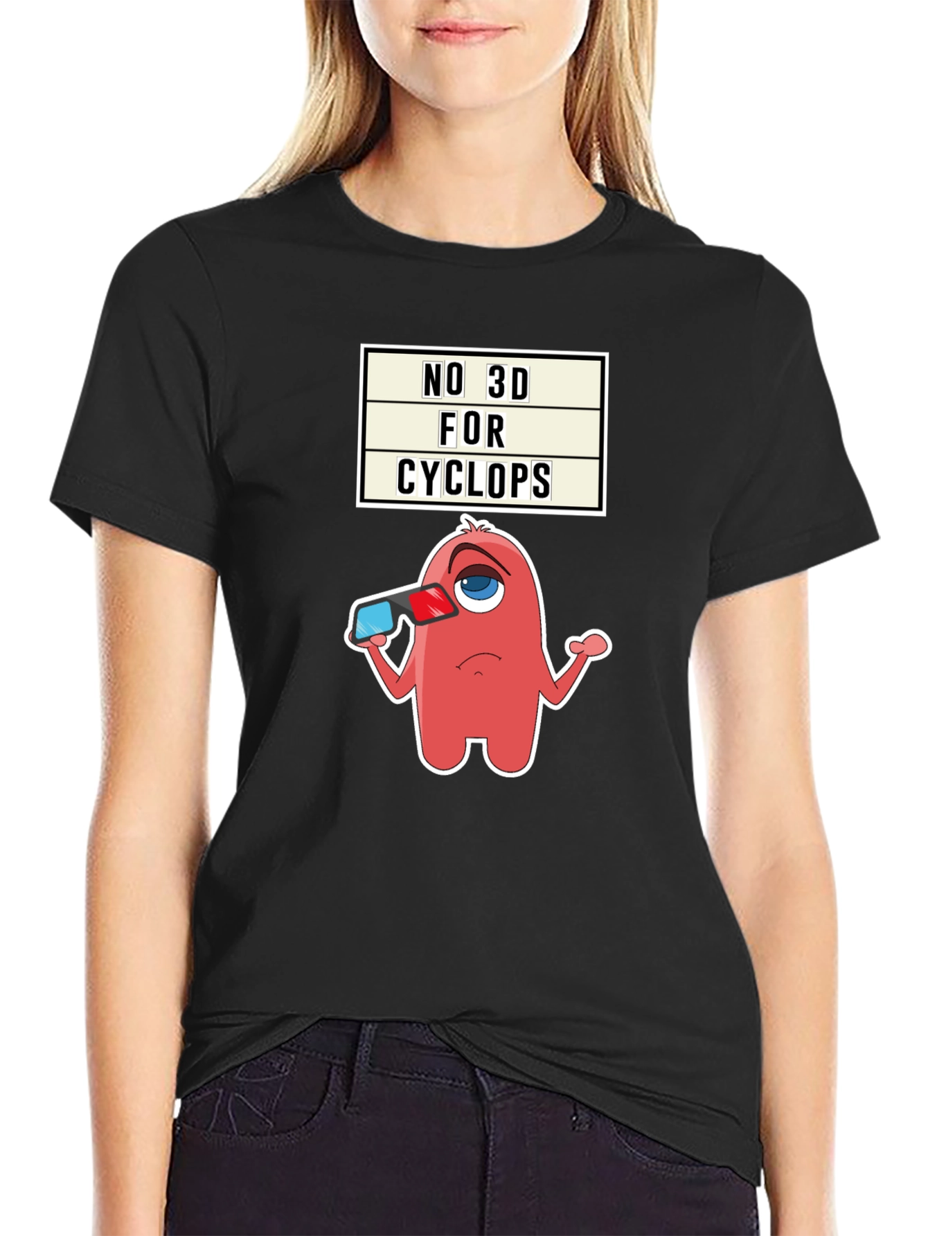 Black No 3D For Cyclops Graphic Tee view 2