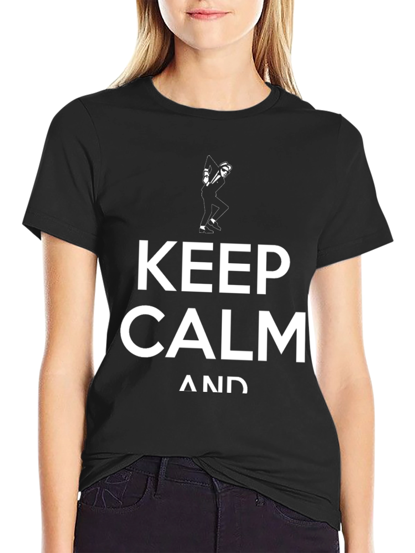 Black Keep Calm Graphic Black T-Shirt view 2