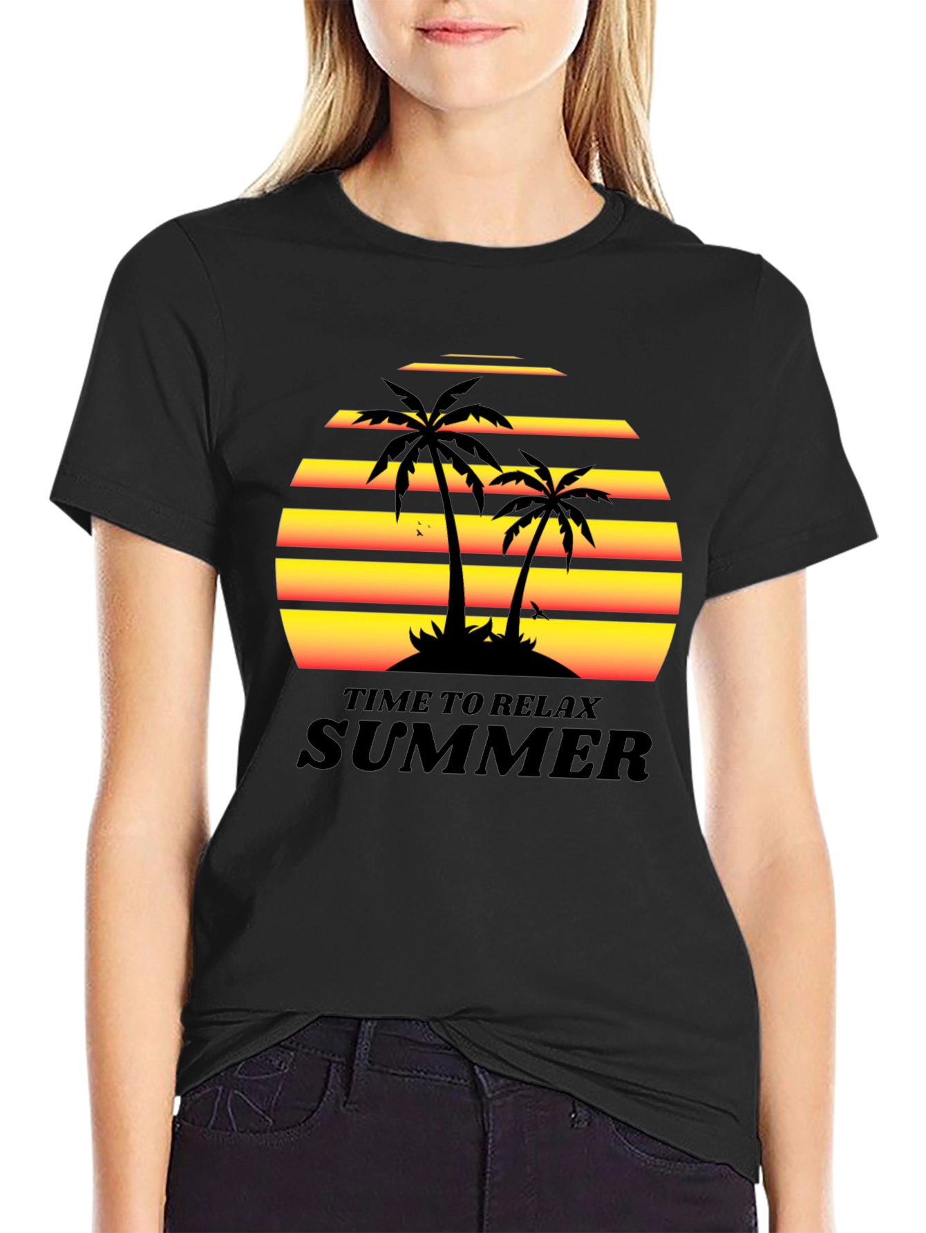 Summer Vibes Black T-Shirt - Time to Relax - 2