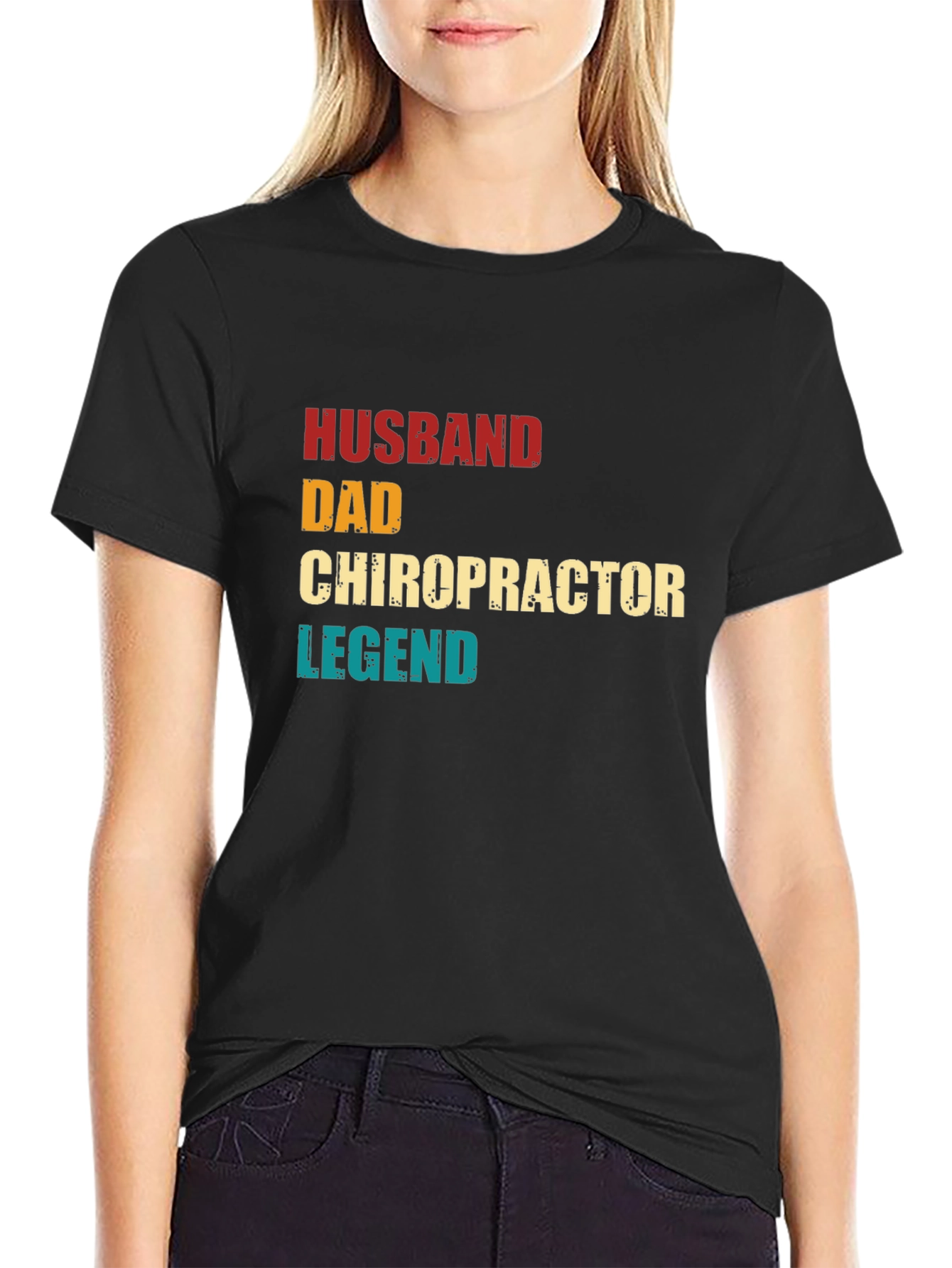 Black Husband Dad Chiropractor Legend T-Shirt view 2