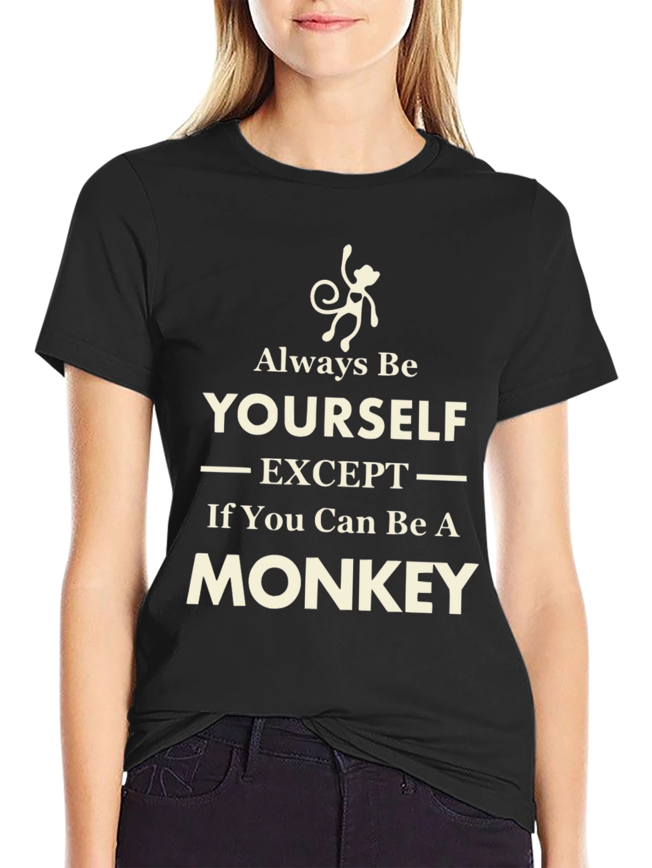 Black Always Be Yourself Monkey Graphic T-Shirt view 2