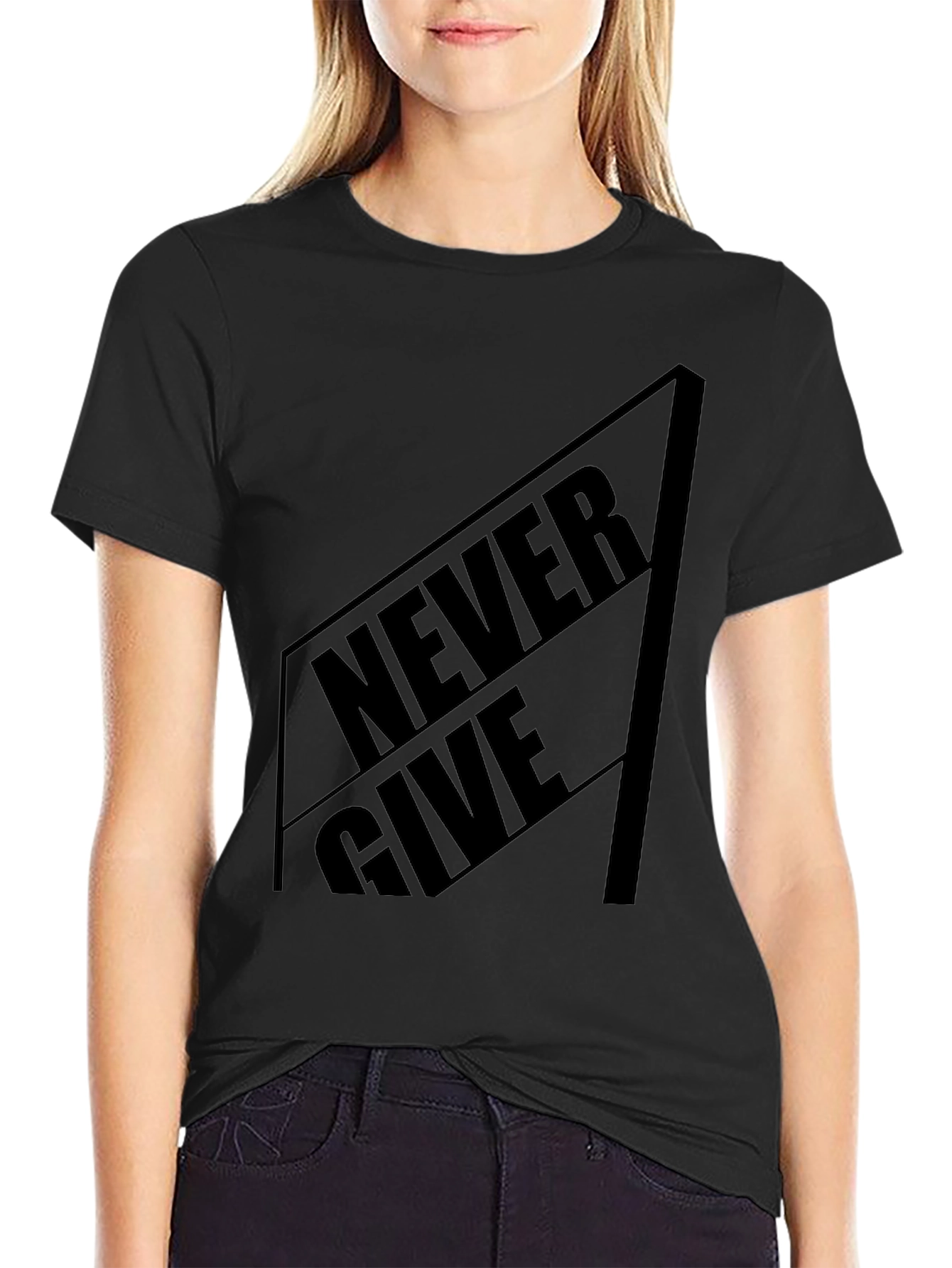 Black Never Give Black Graphic Tee - Stylish Menswear view 2