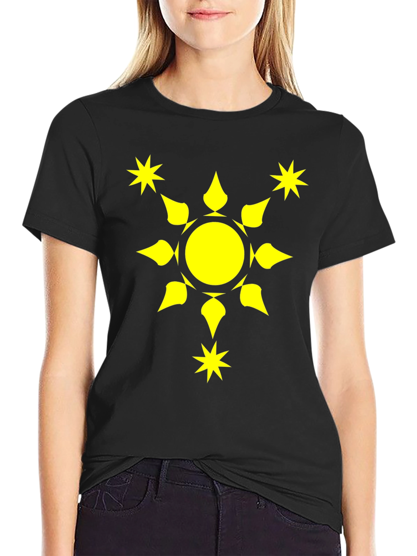 Black Sunburst Graphic Tee - Black Cotton Comfort Fit view 2