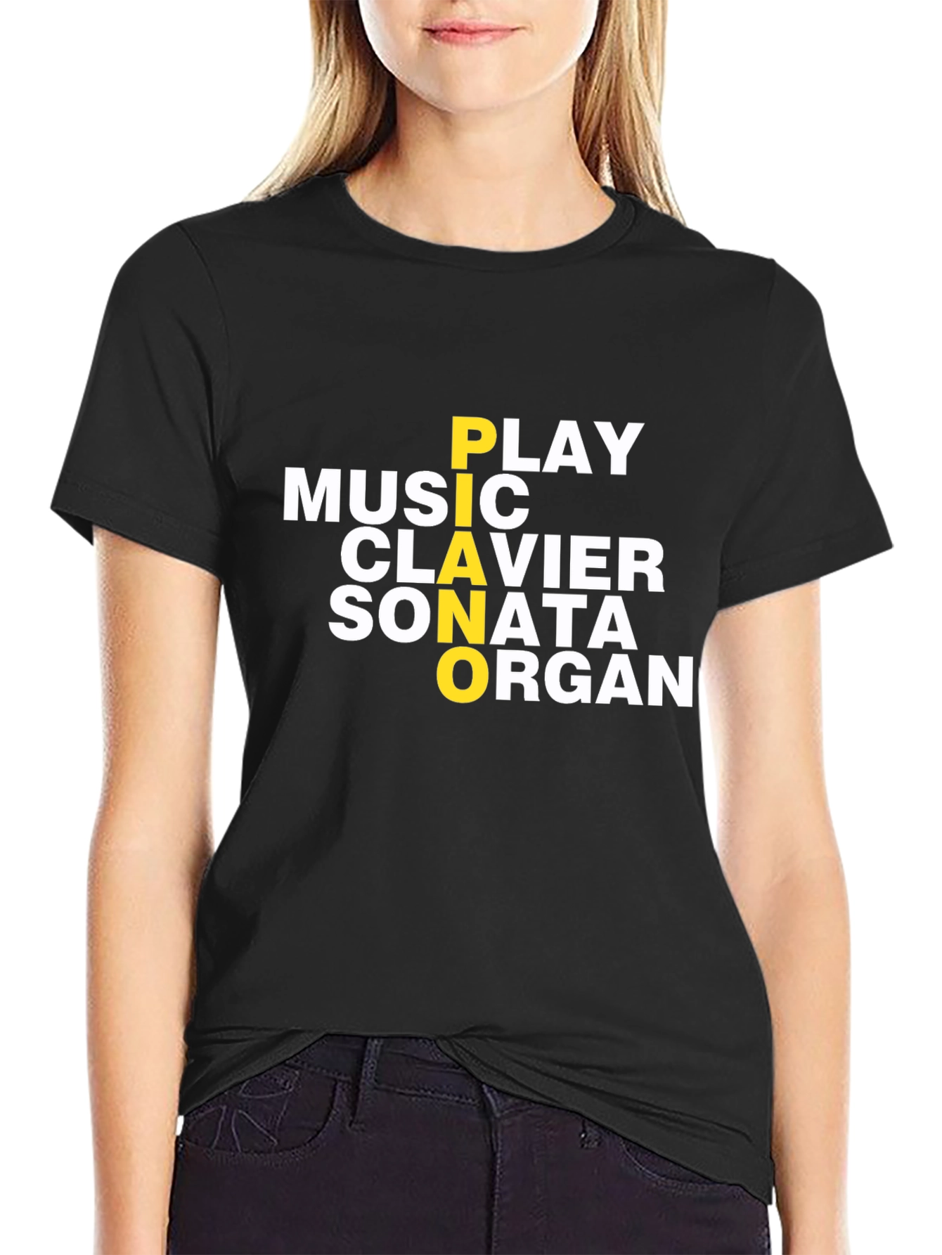 Black Music Lover T-Shirt - Piano, Clavier, Sonata, Organ view 2
