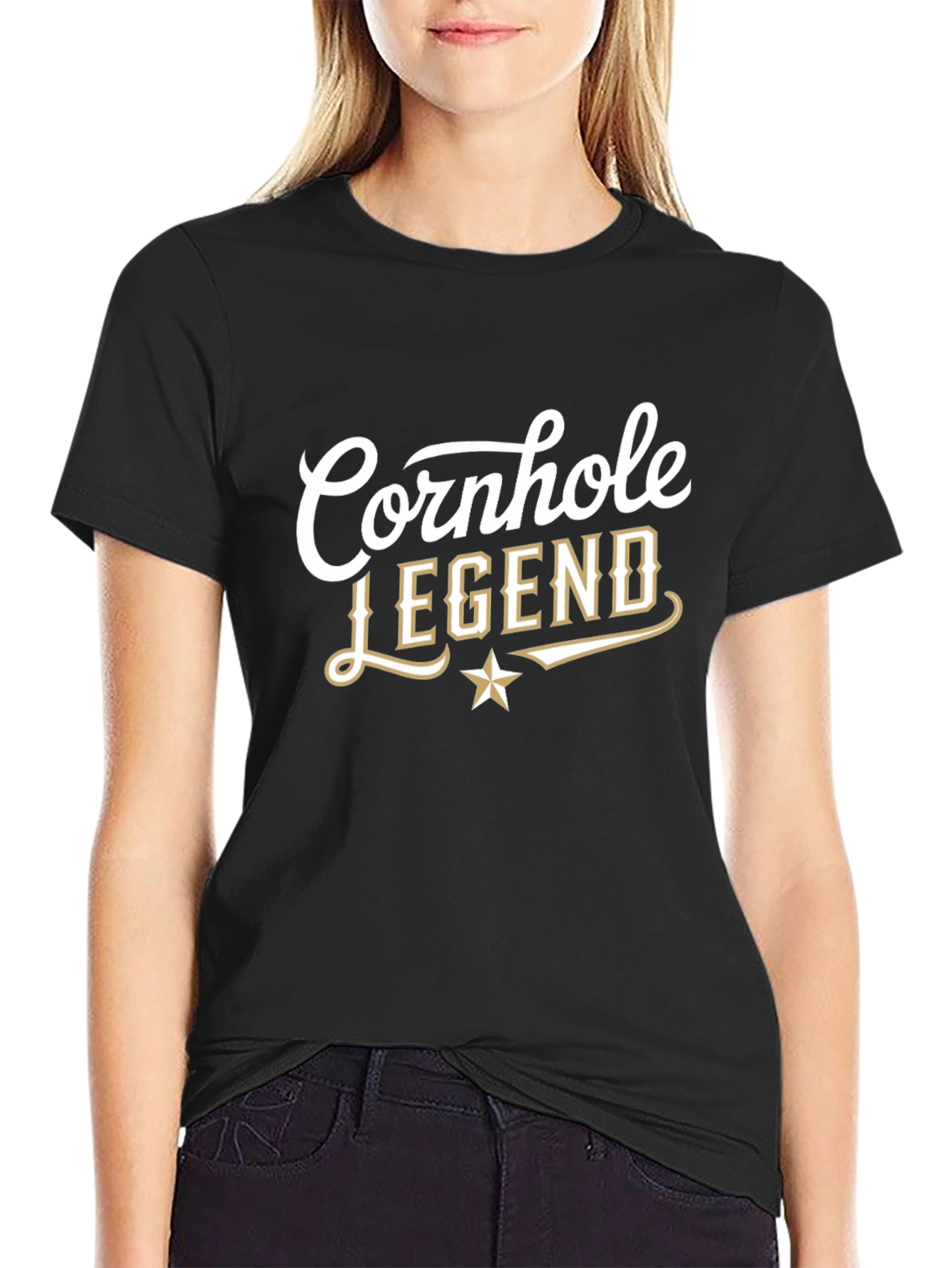 Black Cornhole Legend T-Shirt - Black, Casual Comfort view 2