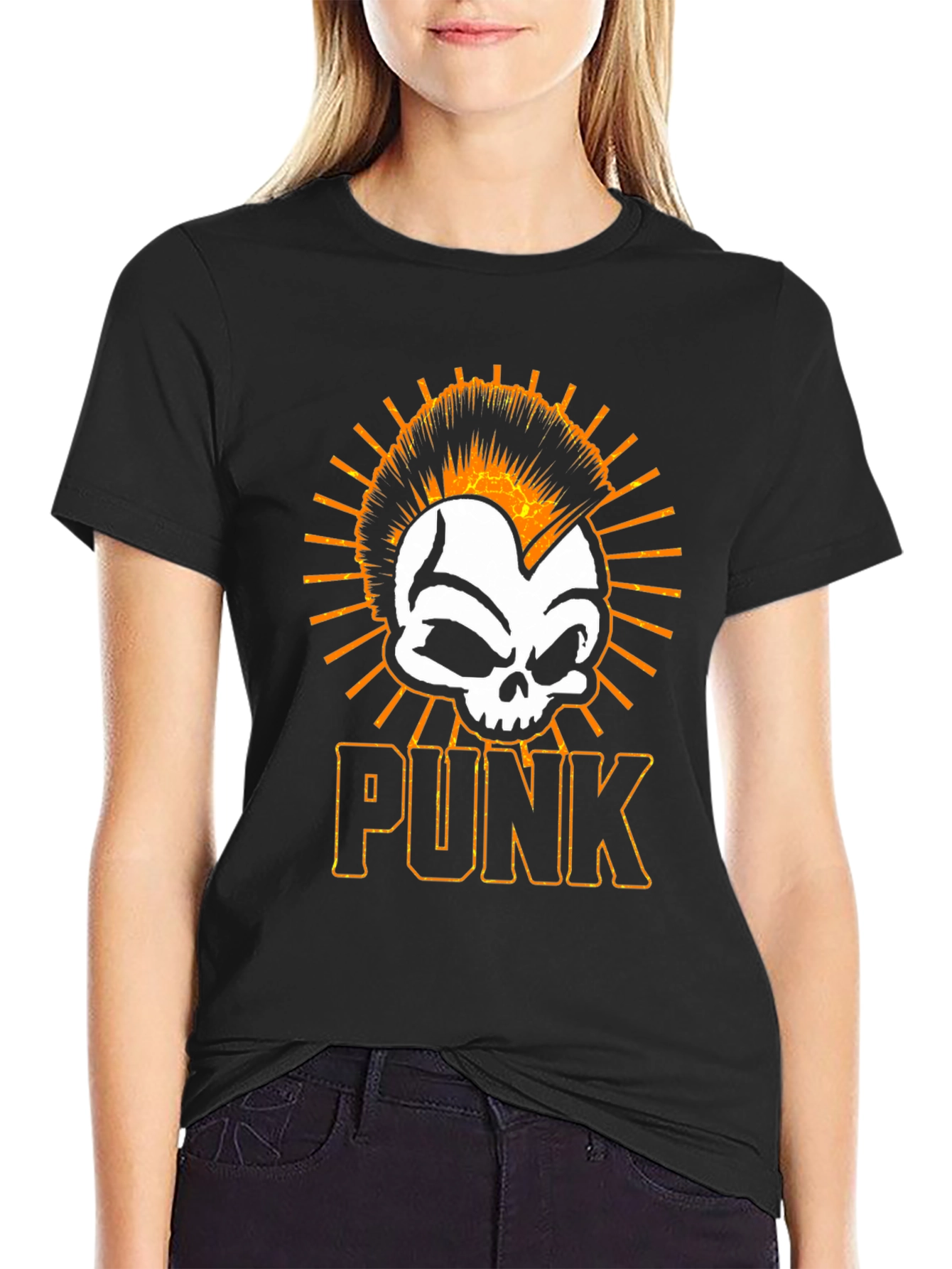Black Punk Rock Skull T-Shirt - Edgy Graphic Tee view 2