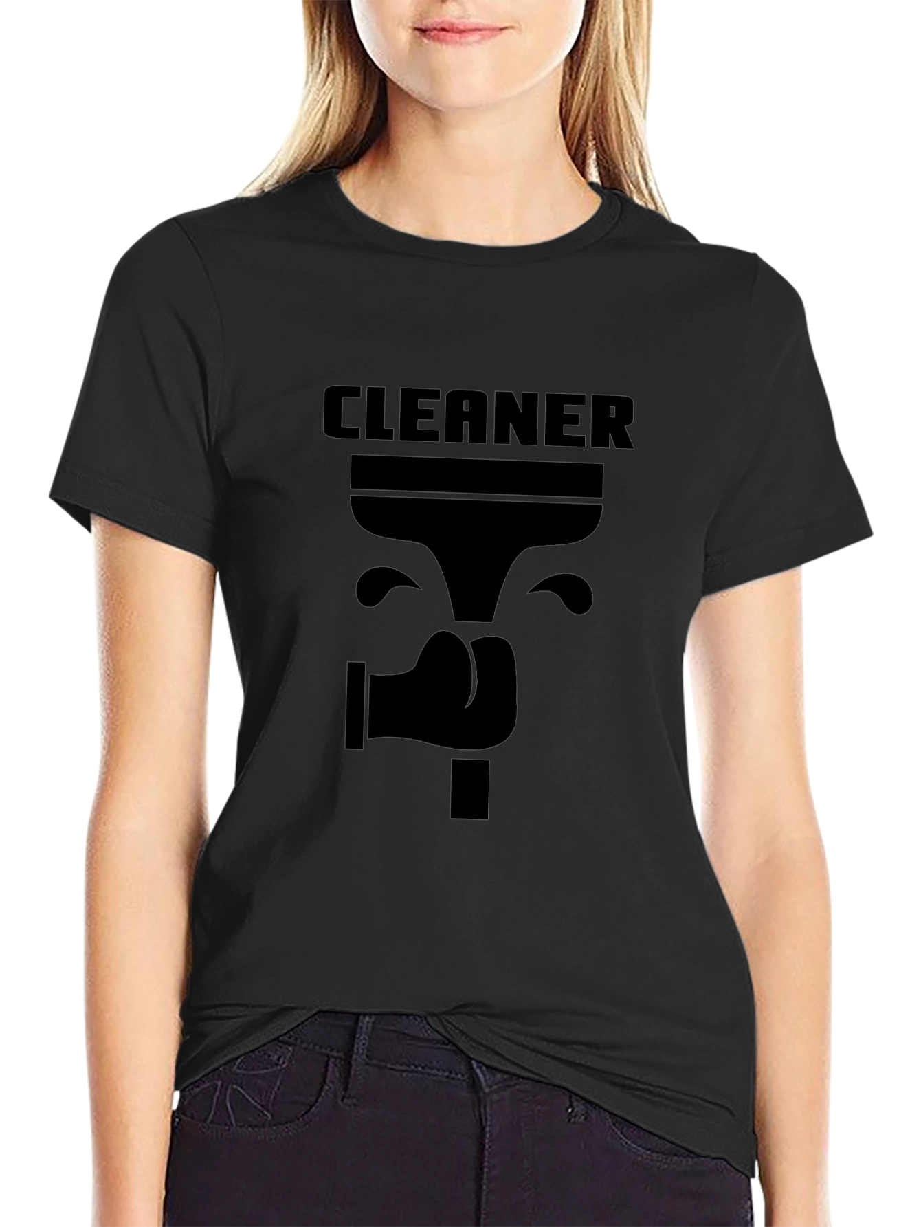 Black Cleaner Graphic T-Shirt - Novelty Design view 2