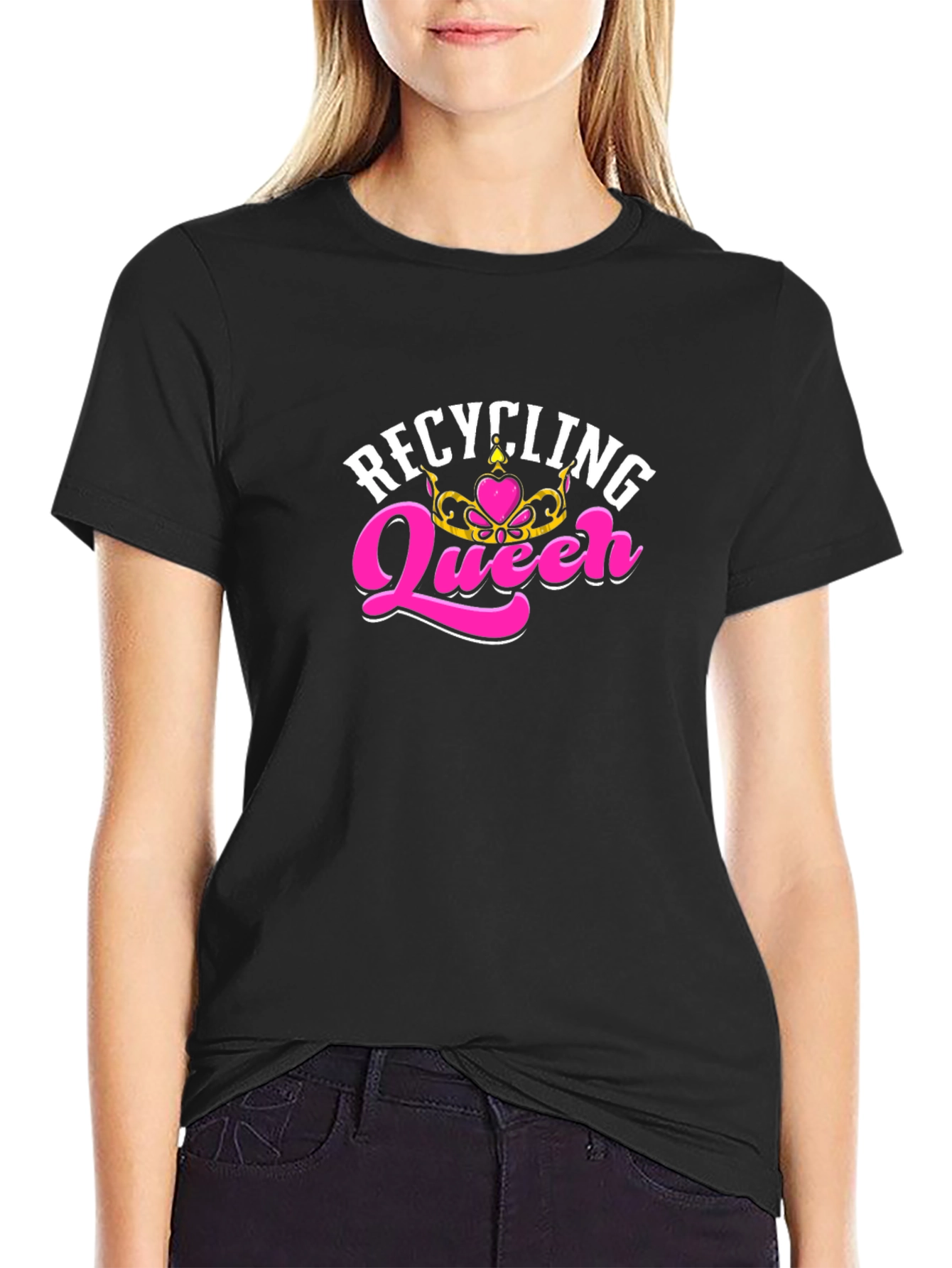 Black Recycling Queen T-Shirt - Black Tee view 2