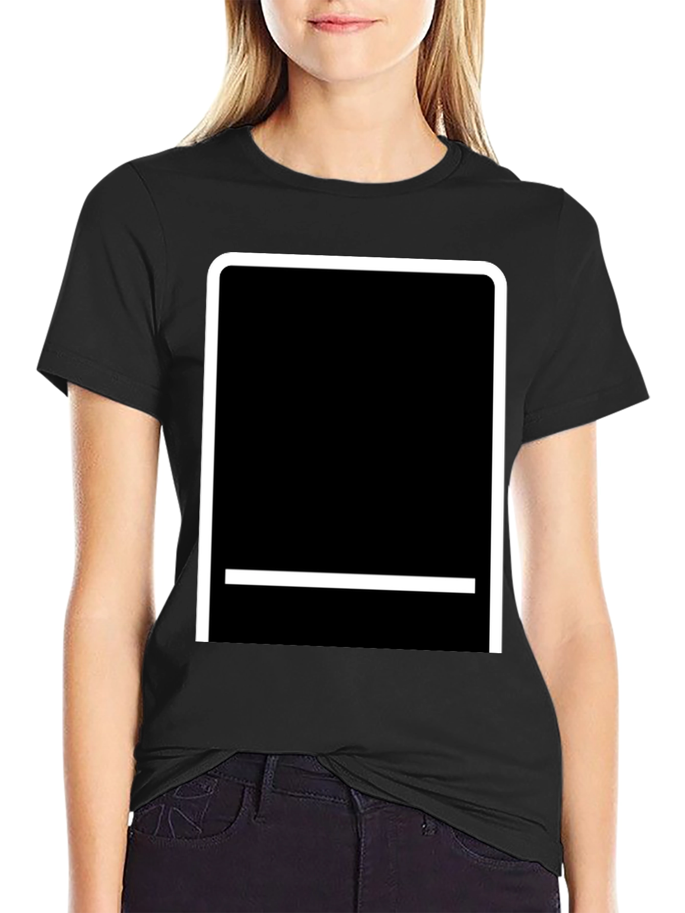 Black Modern Black T-Shirt with White Graphic Design view 2