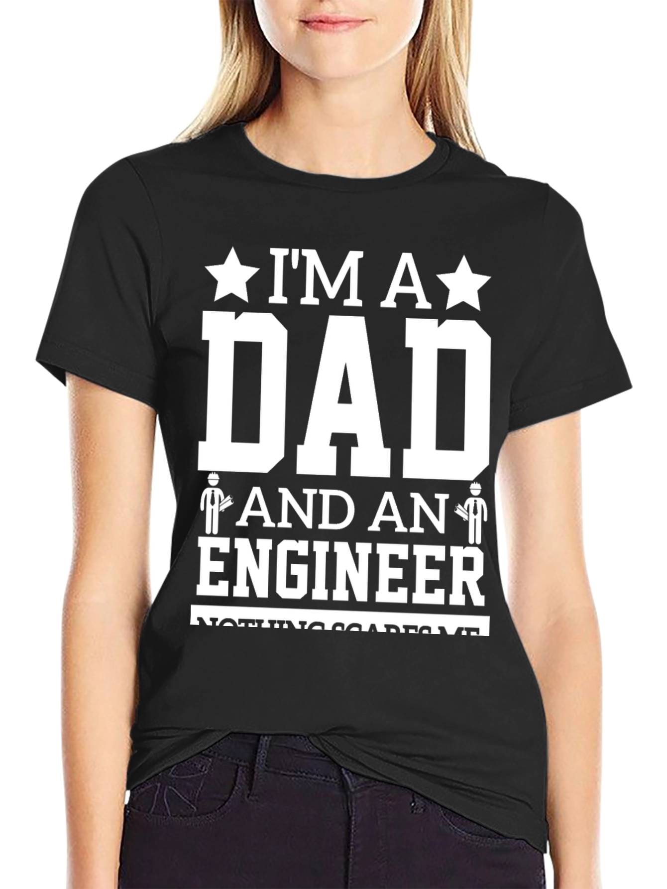 Black I'm A Dad And An Engineer T-Shirt view 2