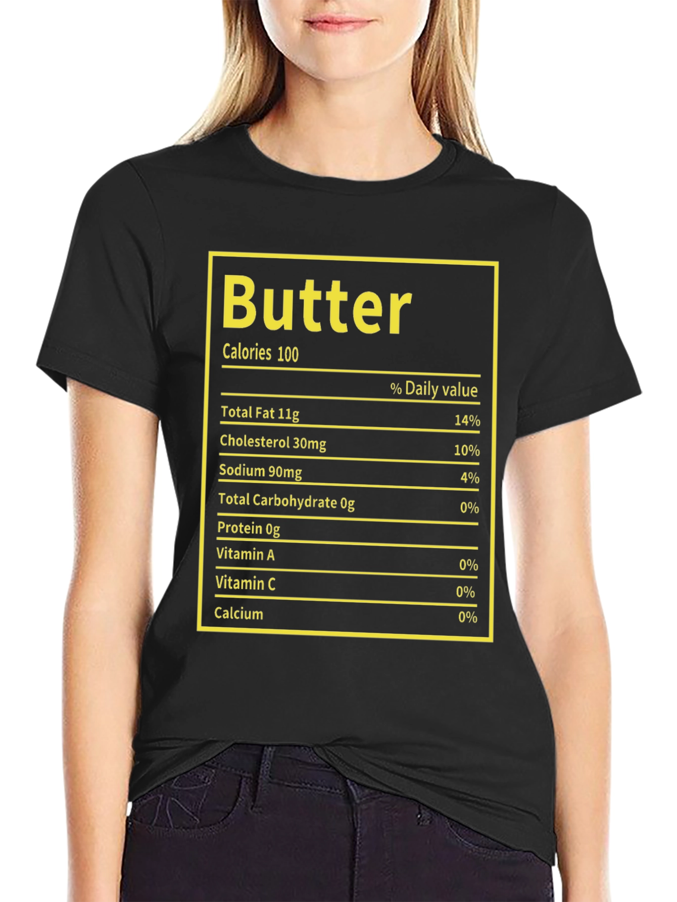 Black Butter Nutrition Facts T-Shirt - Foodie Humor Tee view 2