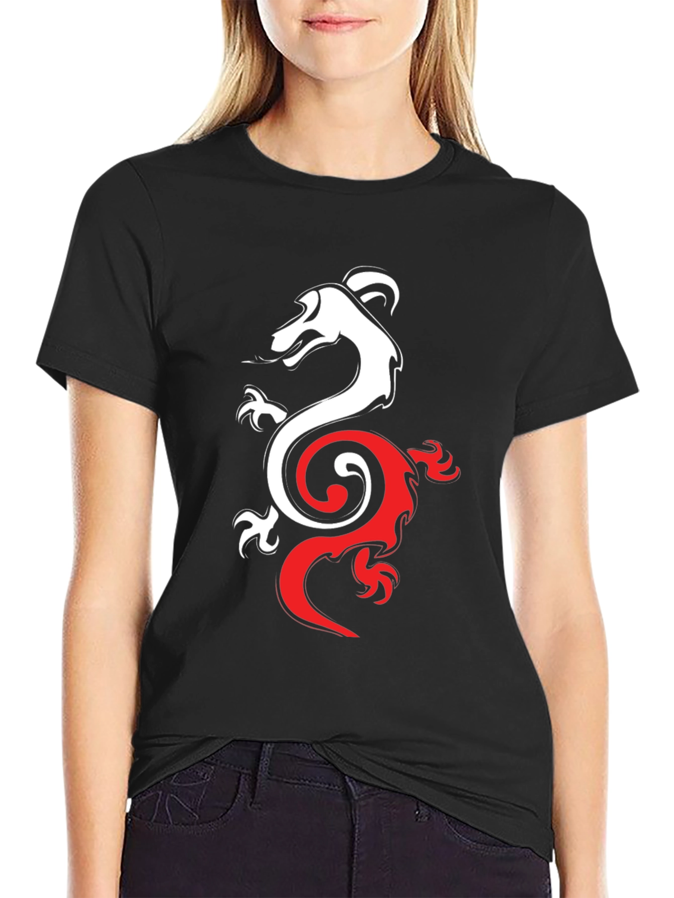 Black Dragon Yin Yang Graphic Tee - Black view 2