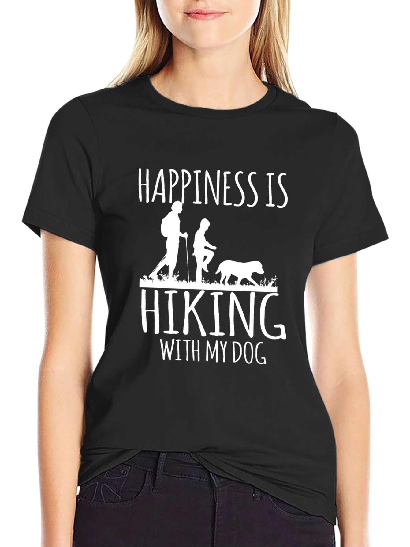 Black Happiness Hiking Dog T-Shirt view 2