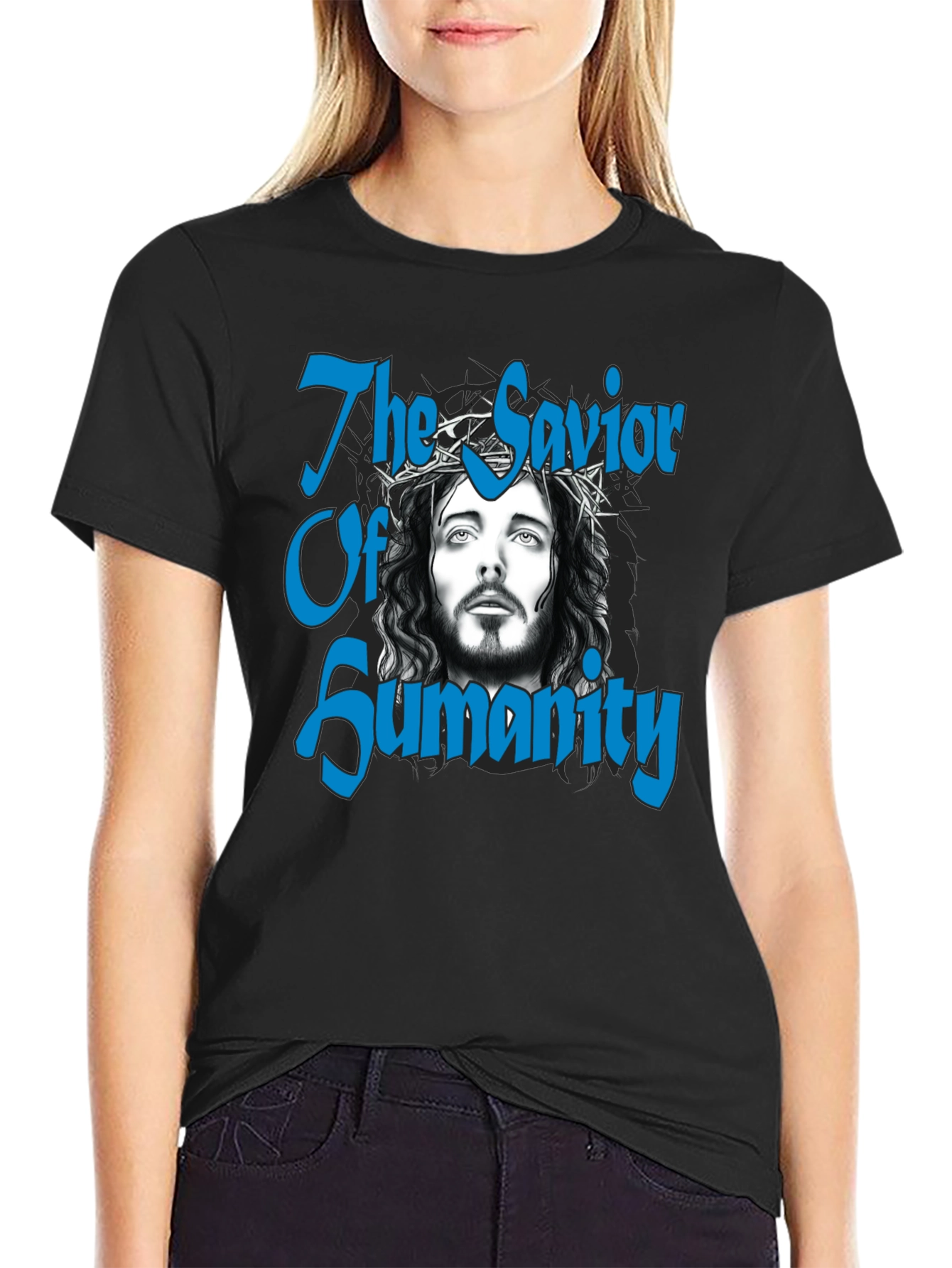 Savior of Humanity Black Graphic T-Shirt - 2