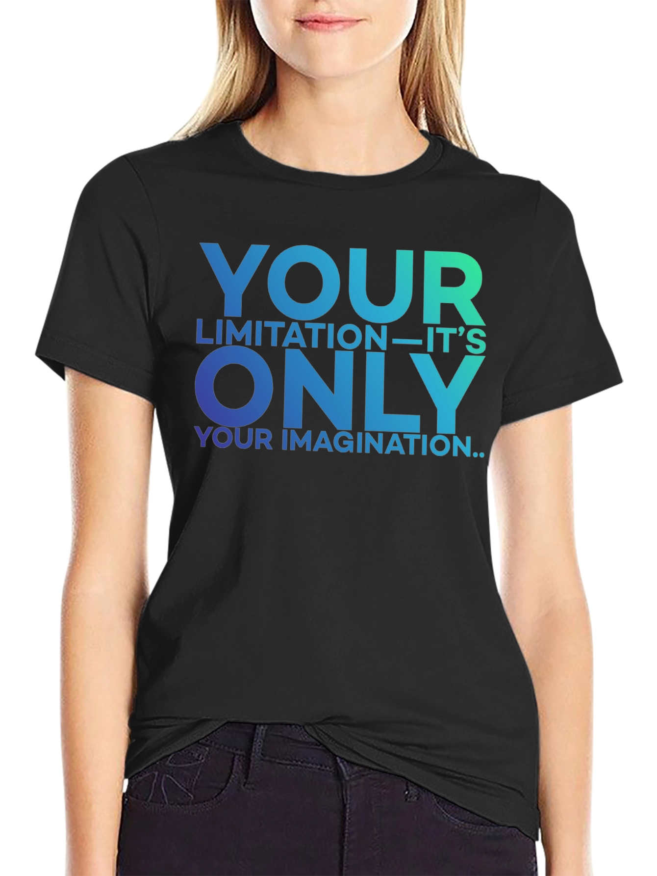 Black Inspirational Graphic Tee - Your Only Limitation T-Shirt view 2