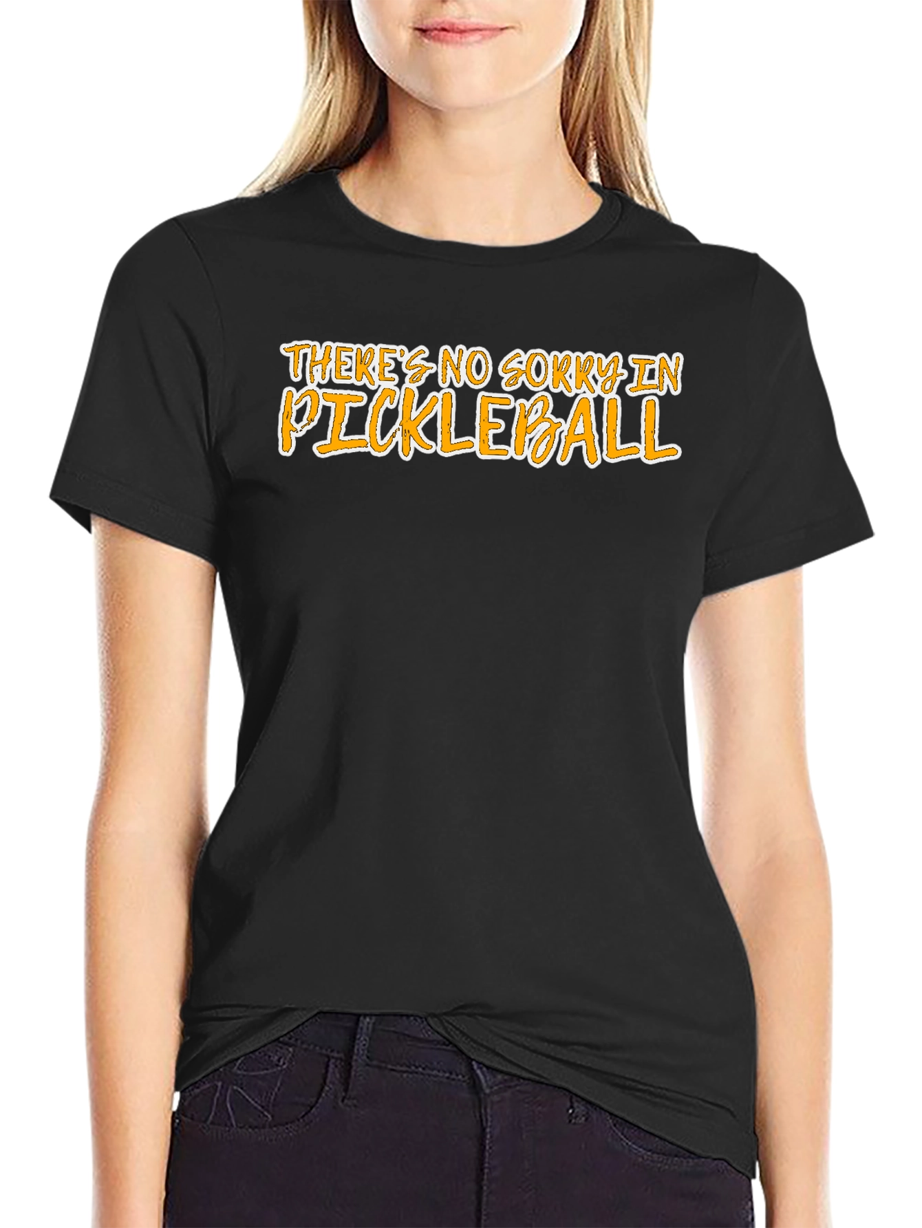 Black Funny Pickleball T-Shirt - No Sorry in Pickleball view 2