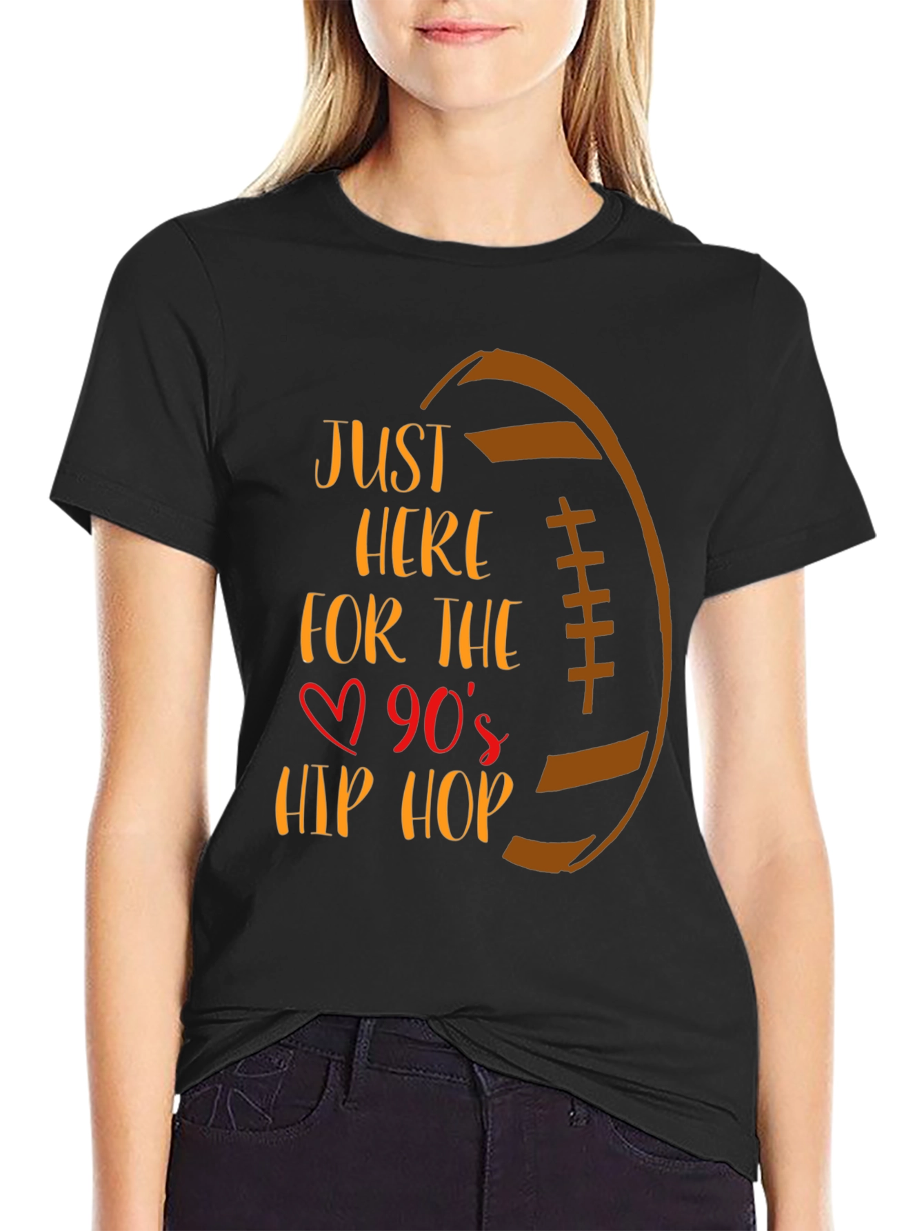 Black 90s Hip Hop Football Graphic Tee view 2