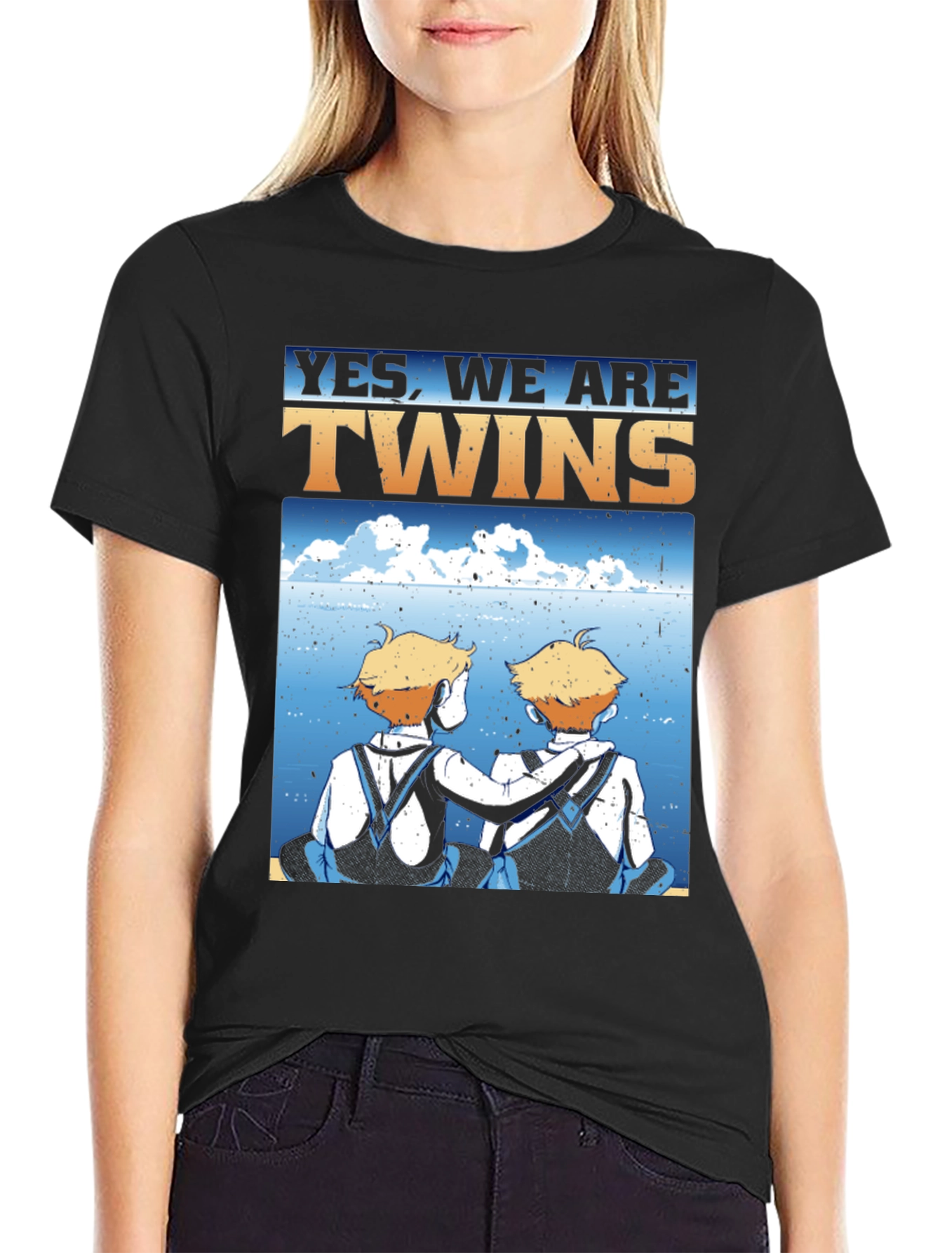 Black Yes, We Are Twins T-Shirt view 2