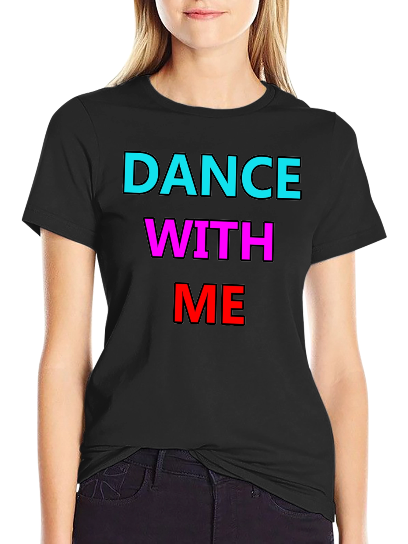 Black Dance With Me Graphic Tee - Bold Statement Shirt view 2
