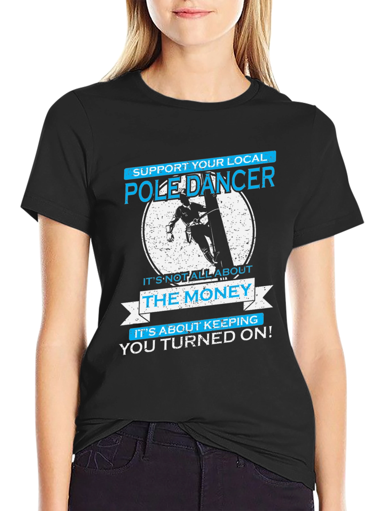 Black Pole Dancer T-Shirt - Funny Graphic Tee view 2