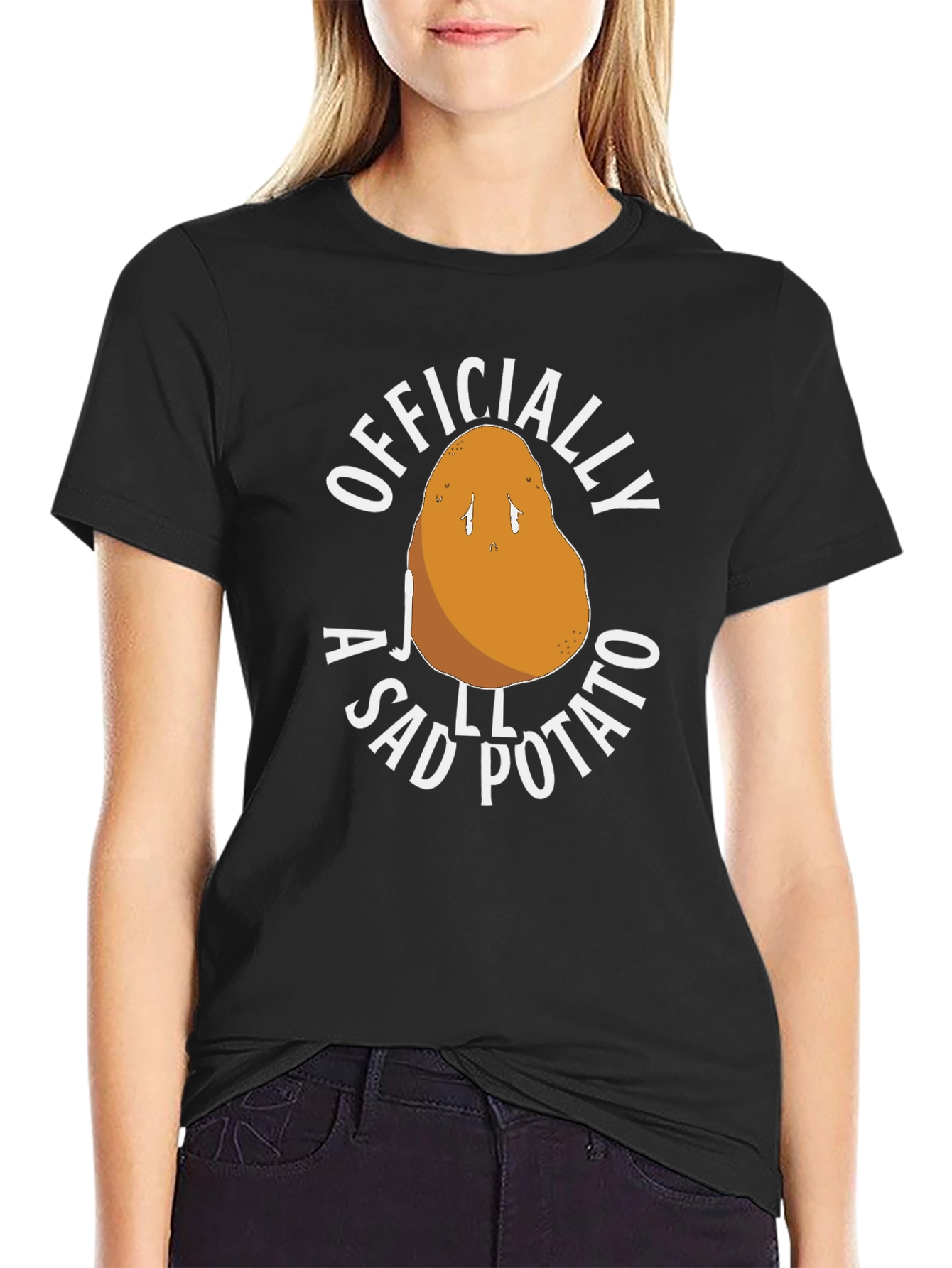Black Officially A Sad Potato Funny Novelty T-Shirt view 2