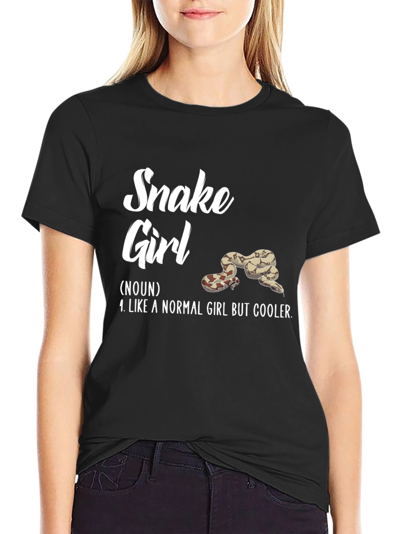 Black Snake Girl Novelty Graphic T-Shirt view 2