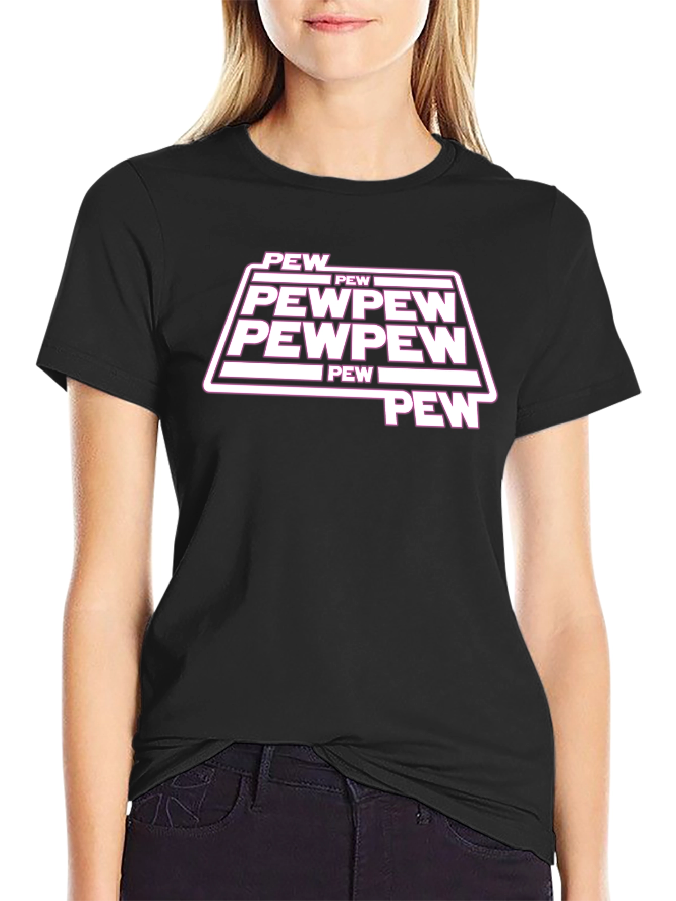Black Pew Pew Graphic T-Shirt - Star Wars Inspired view 2