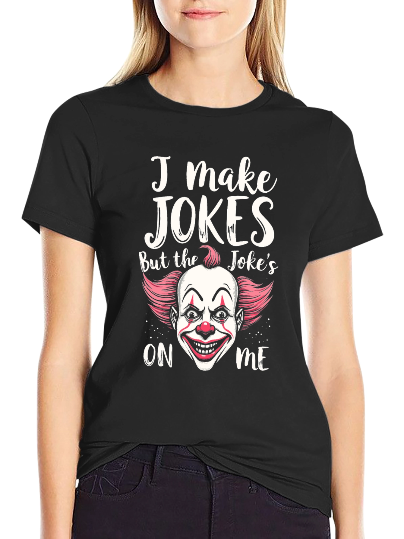 Black I Make Jokes Clown Graphic T-Shirt view 2