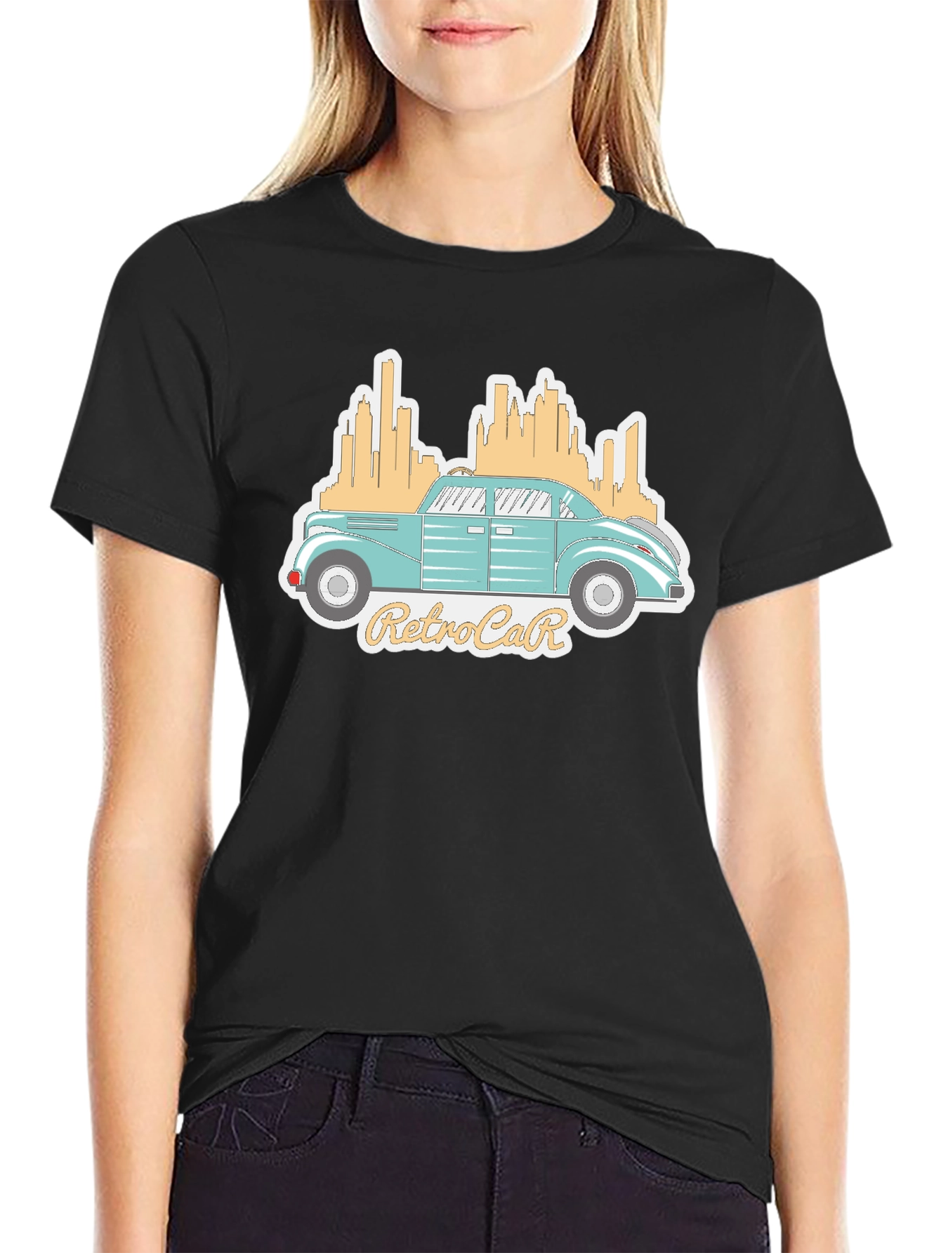 Black Retro Car Graphic Tee - Classic Automotive Style view 2