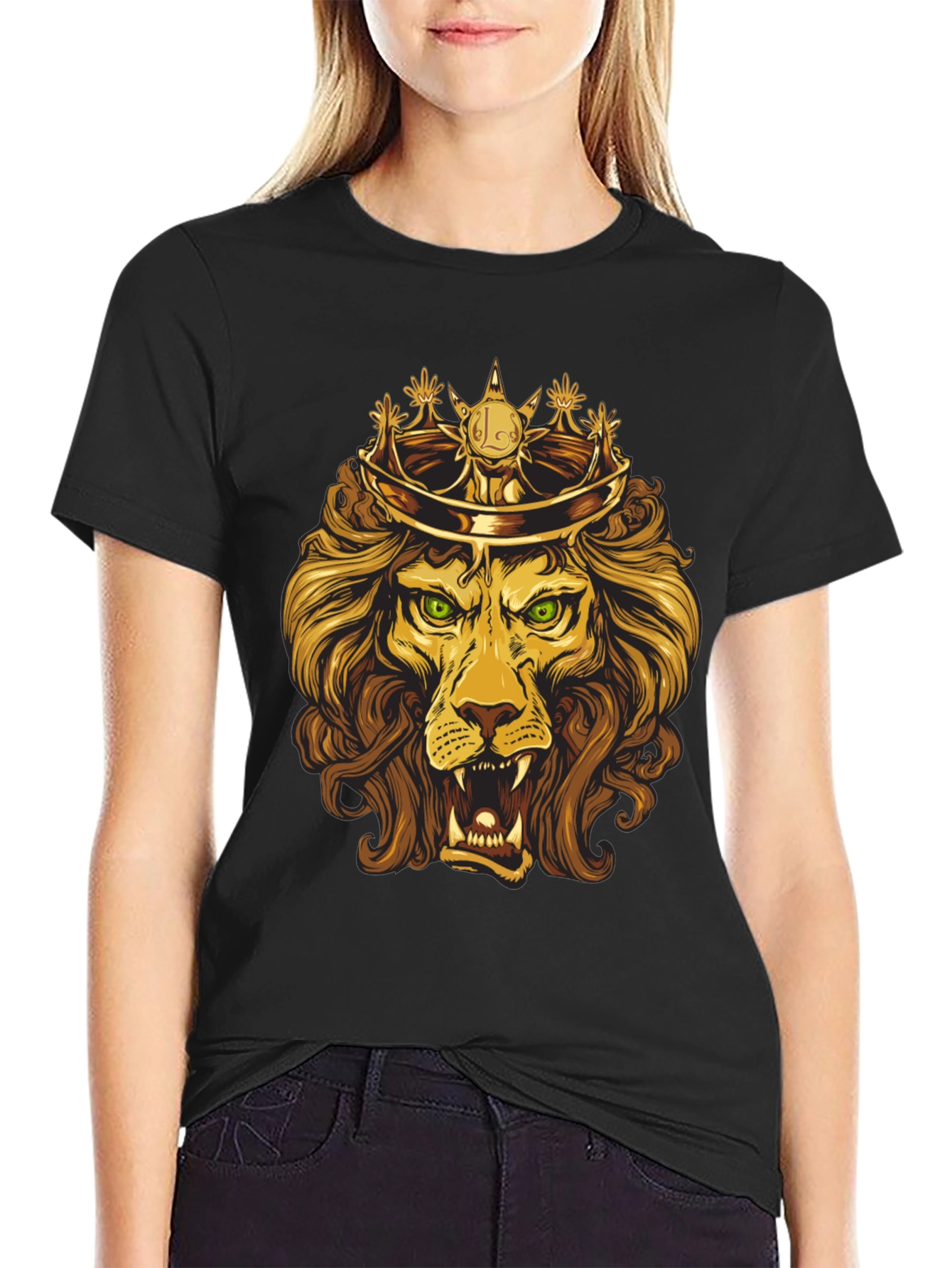 Black King Lion Graphic Tee - Regal Design view 2
