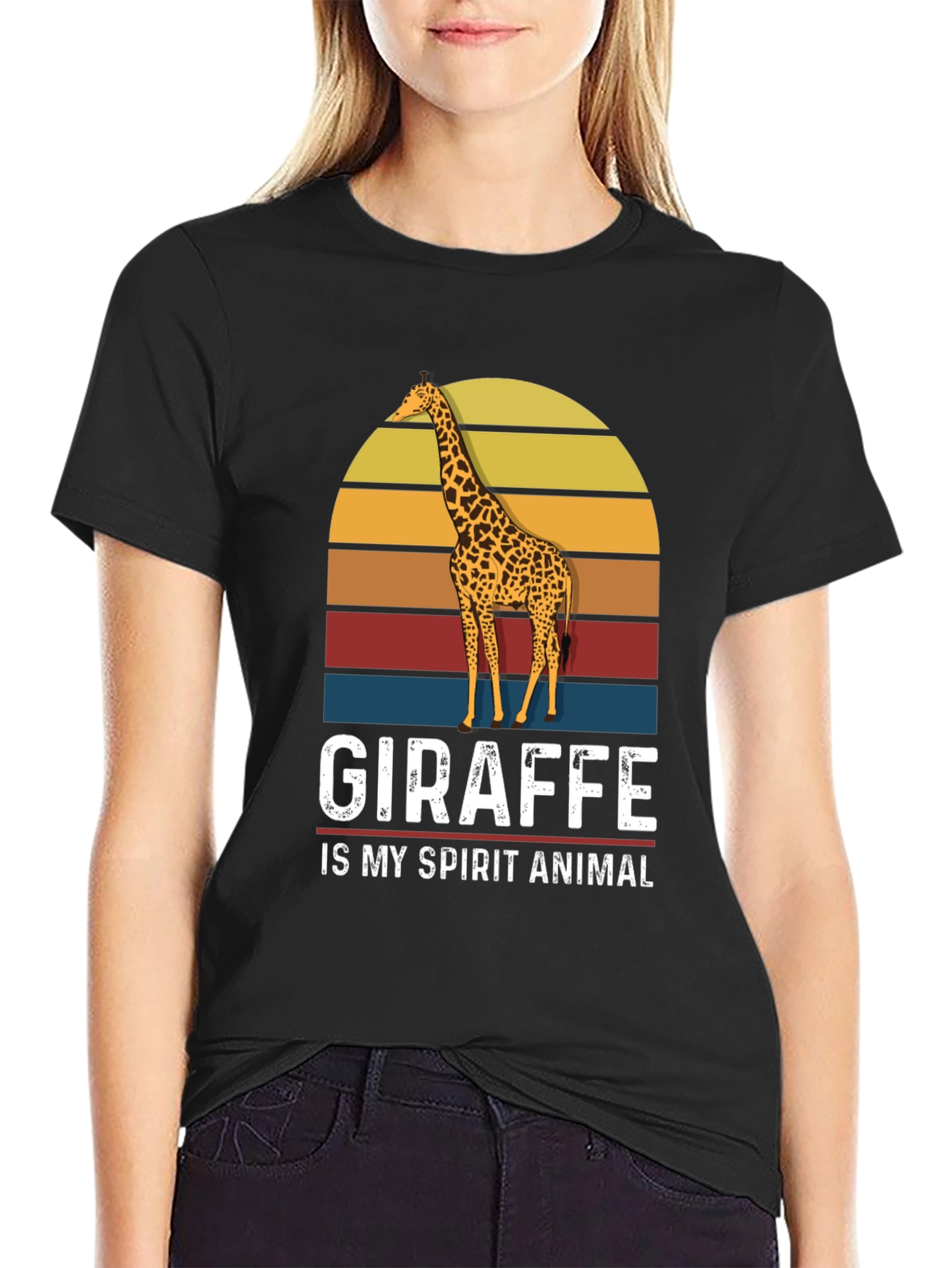 Black Giraffe Spirit Animal Graphic T-Shirt view 2