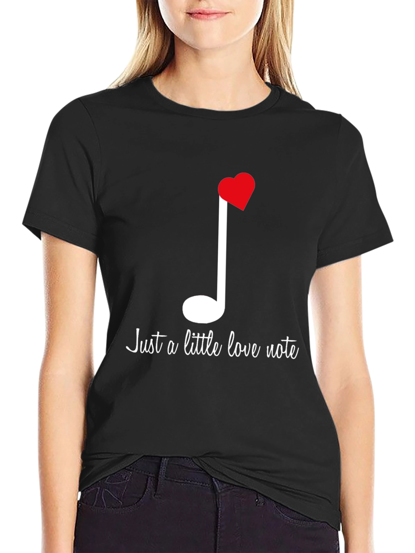 Black Love Note Graphic Tee - Soft Cotton Blend view 2