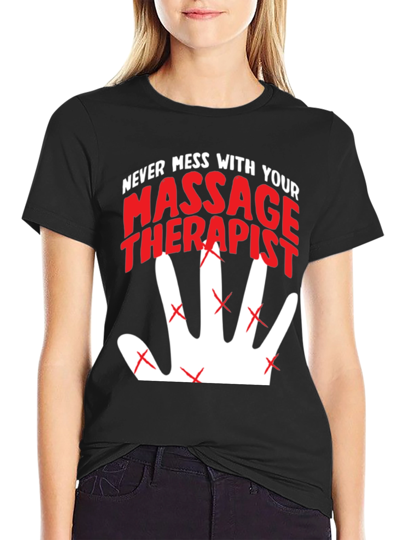 Black Never Mess With Your Massage Therapist T-Shirt view 2