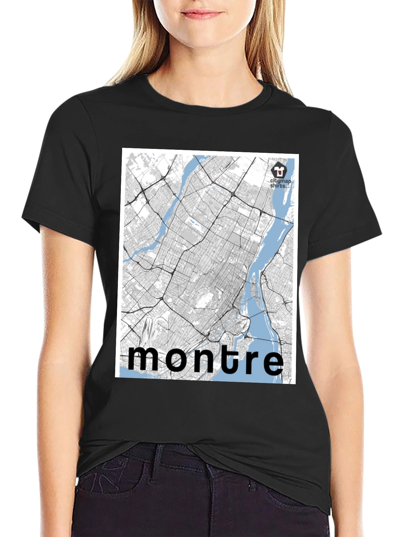 Black Montreal City Map T-Shirt - Black view 2