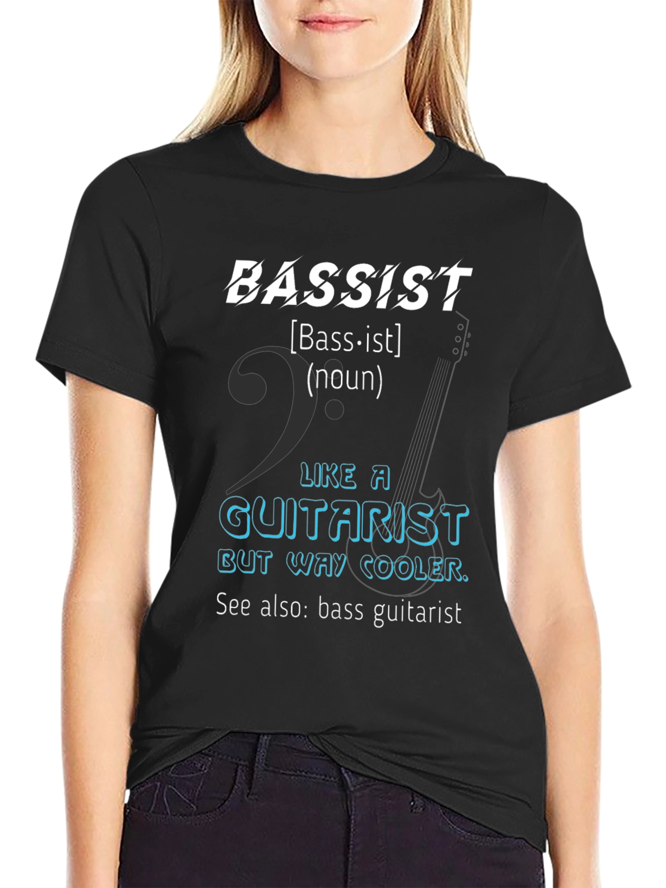 Black Bassist Definition Graphic T-Shirt view 2