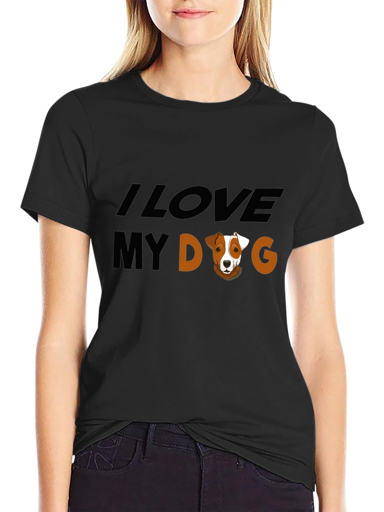 Black I Love My Dog Graphic Tee - Black view 2
