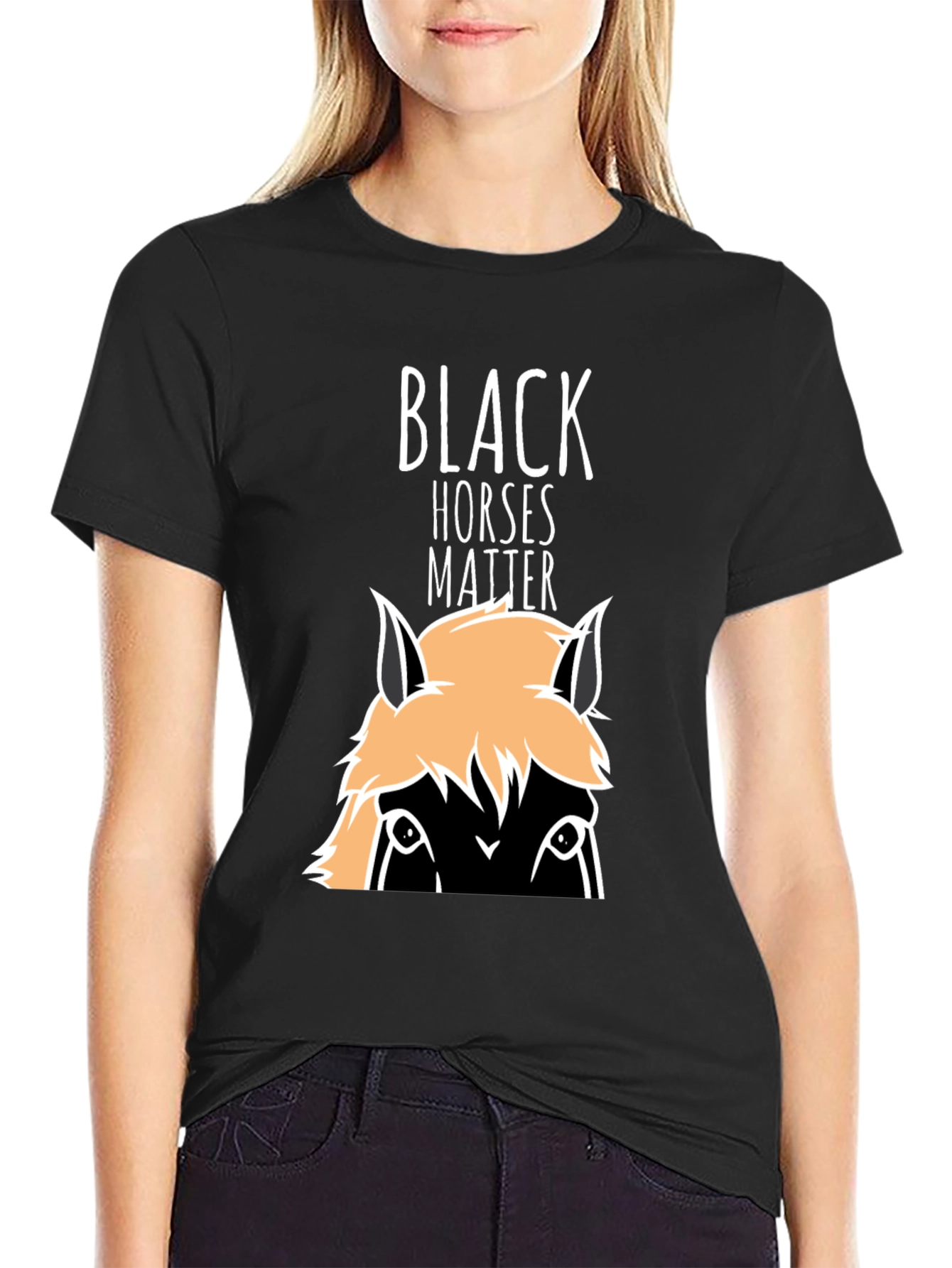 Black Black Horses Matter Graphic T-Shirt view 2